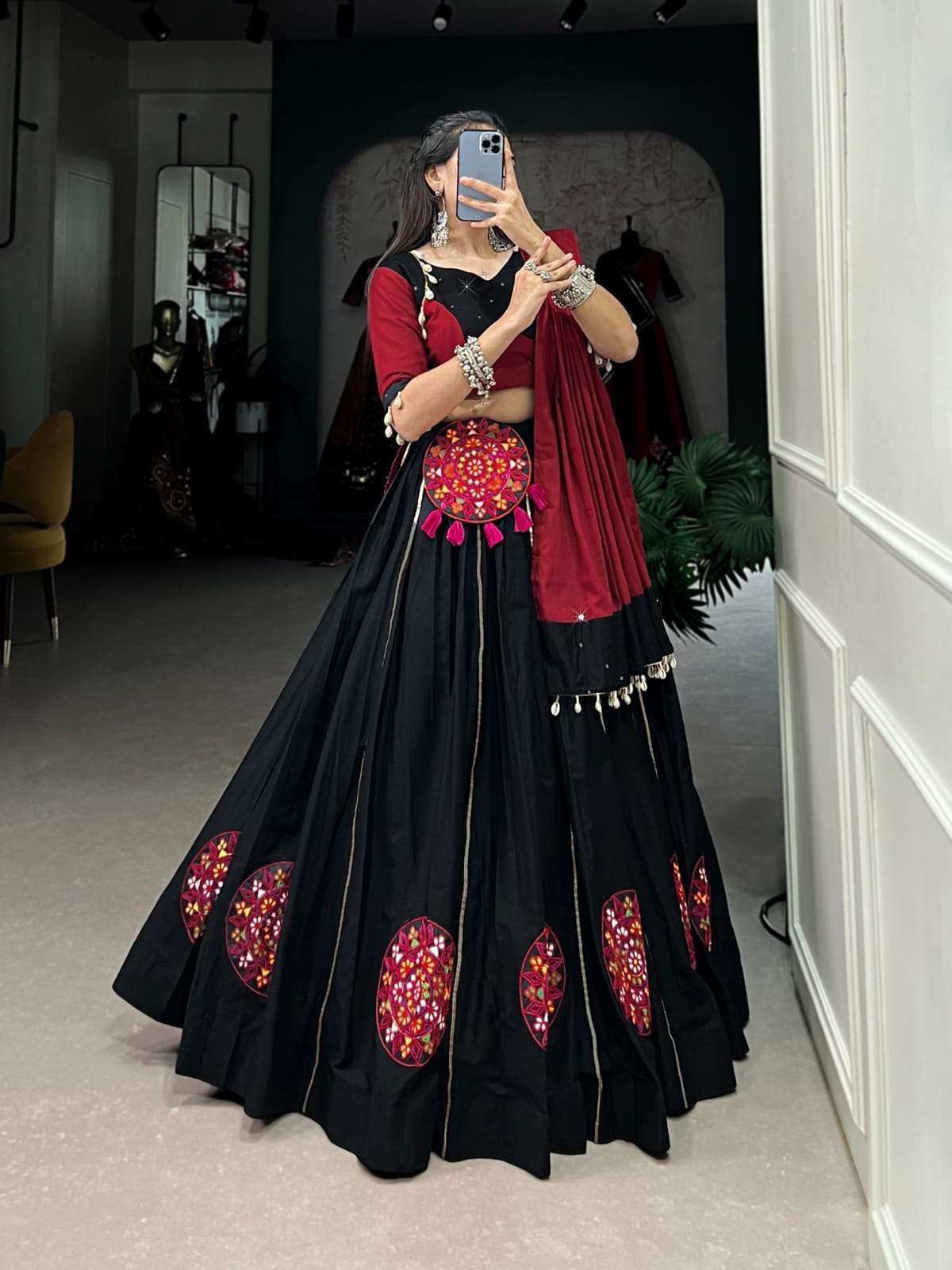 DESIGN NO- 1603 BLK BY TEXOFAB PURE COTTON GAMTHI PATCH WORK CHANIYA CHOLI WITH DUPATTA 