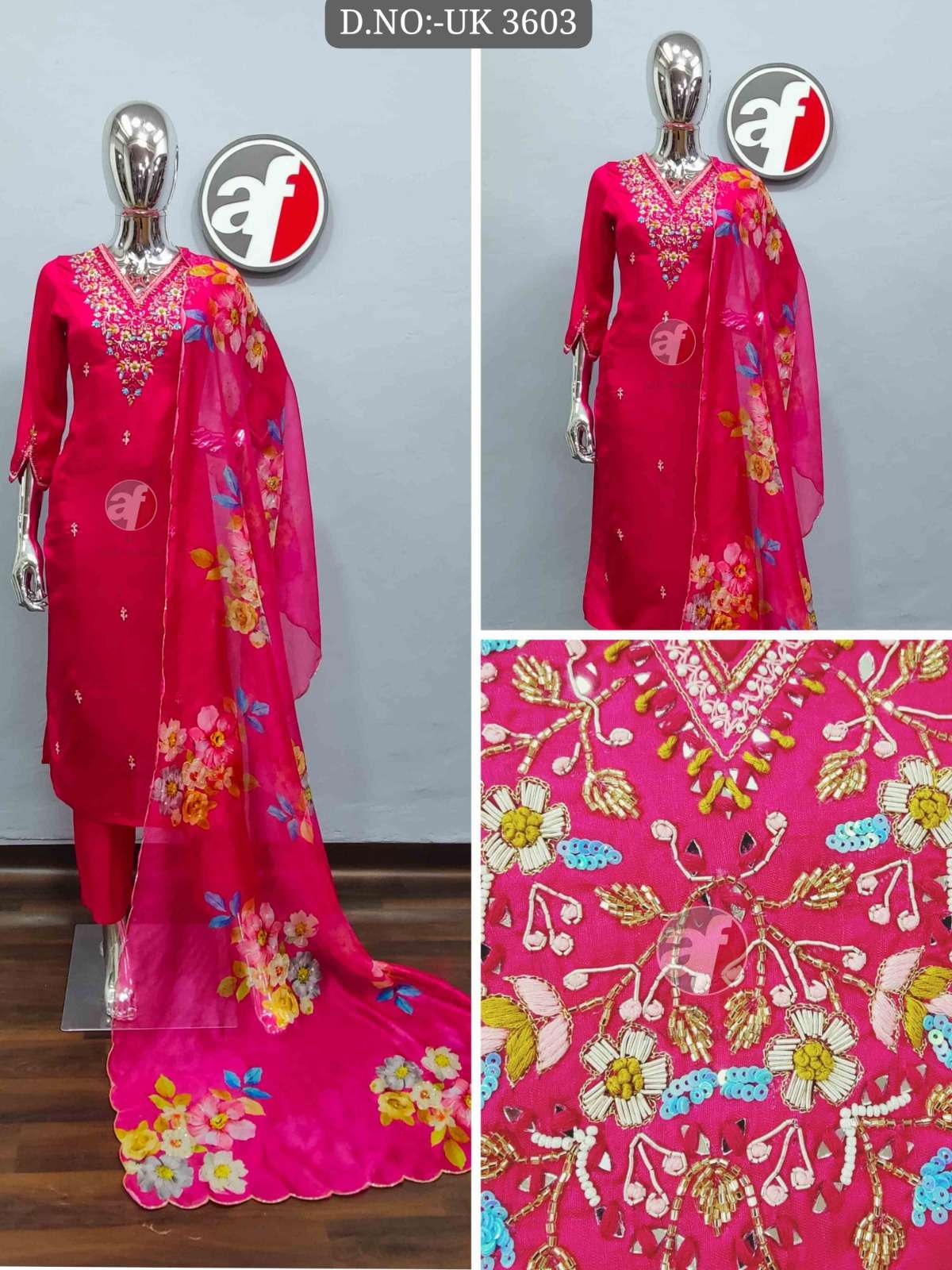 DESIGN NO- 3603 BY TEXOFAB PURE DOLA SILK ORGANZA WITH DIGITAL PRINT 3 PCS