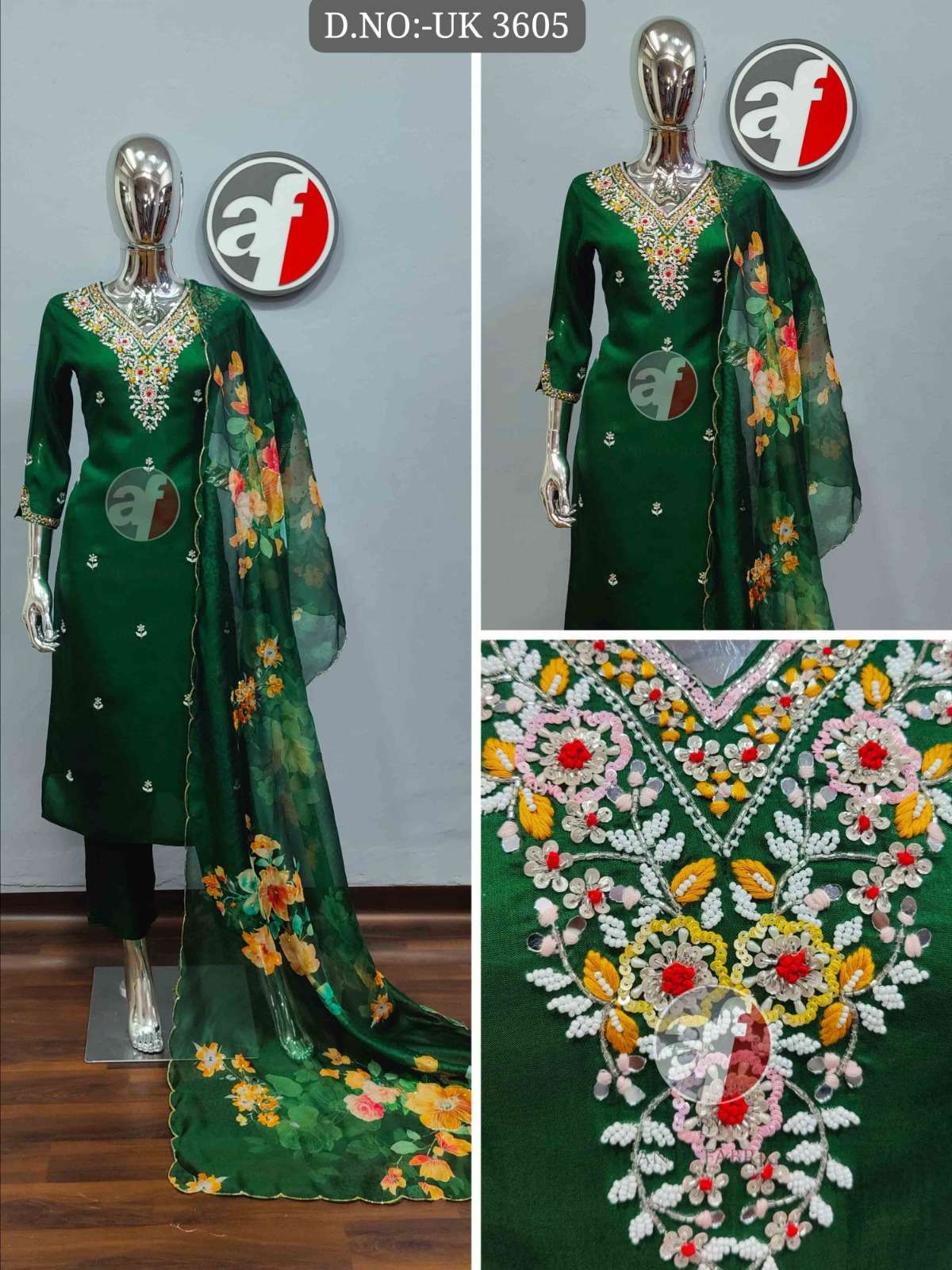 DESIGN NO- 3605 BY TEXOFAB PURE DOLA SILK ORGANZA WITH DIGITAL PRINT 3 PCS
