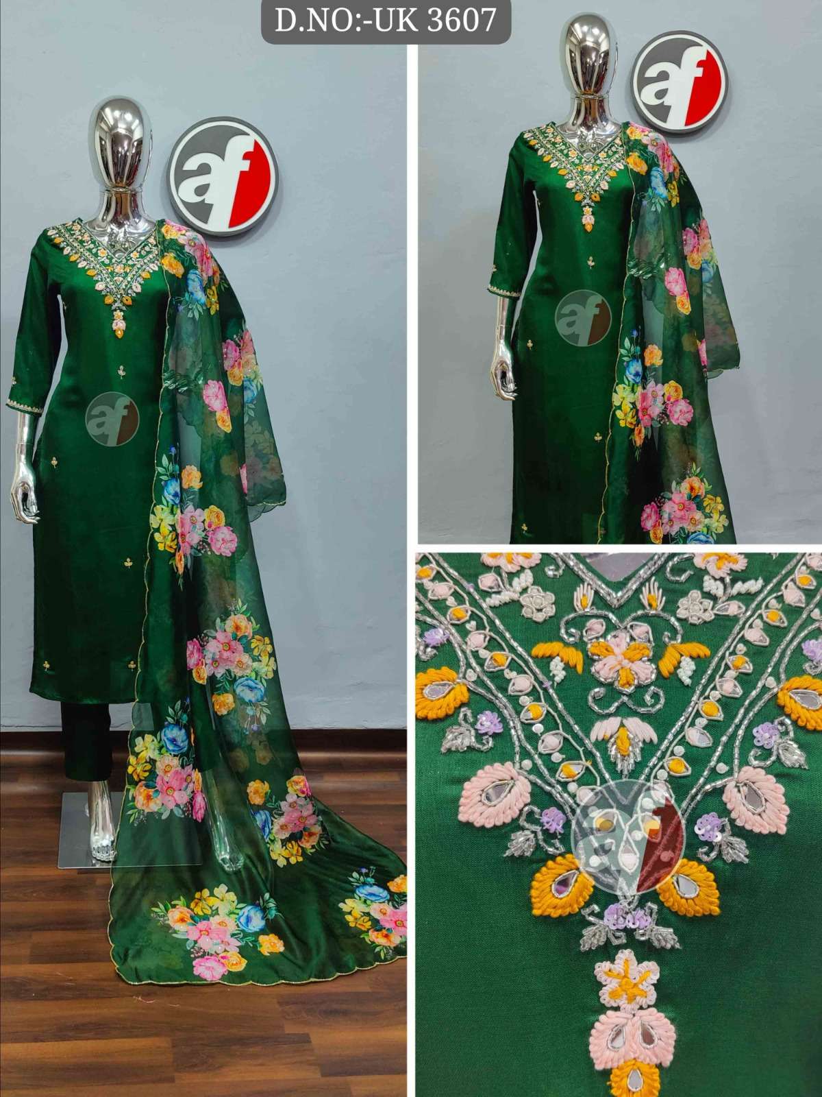 DESIGN NO- 3607 BY TEXOFAB PURE DOLA SILK ORGANZA WITH DIGITAL PRINT 3 PCS