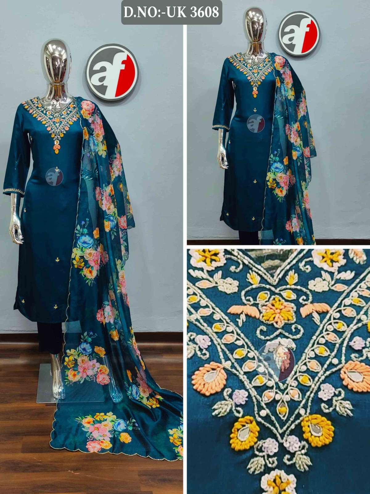 DESIGN NO- 3608 BY TEXOFAB PURE DOLA SILK ORGANZA WITH DIGITAL PRINT 3 PCS