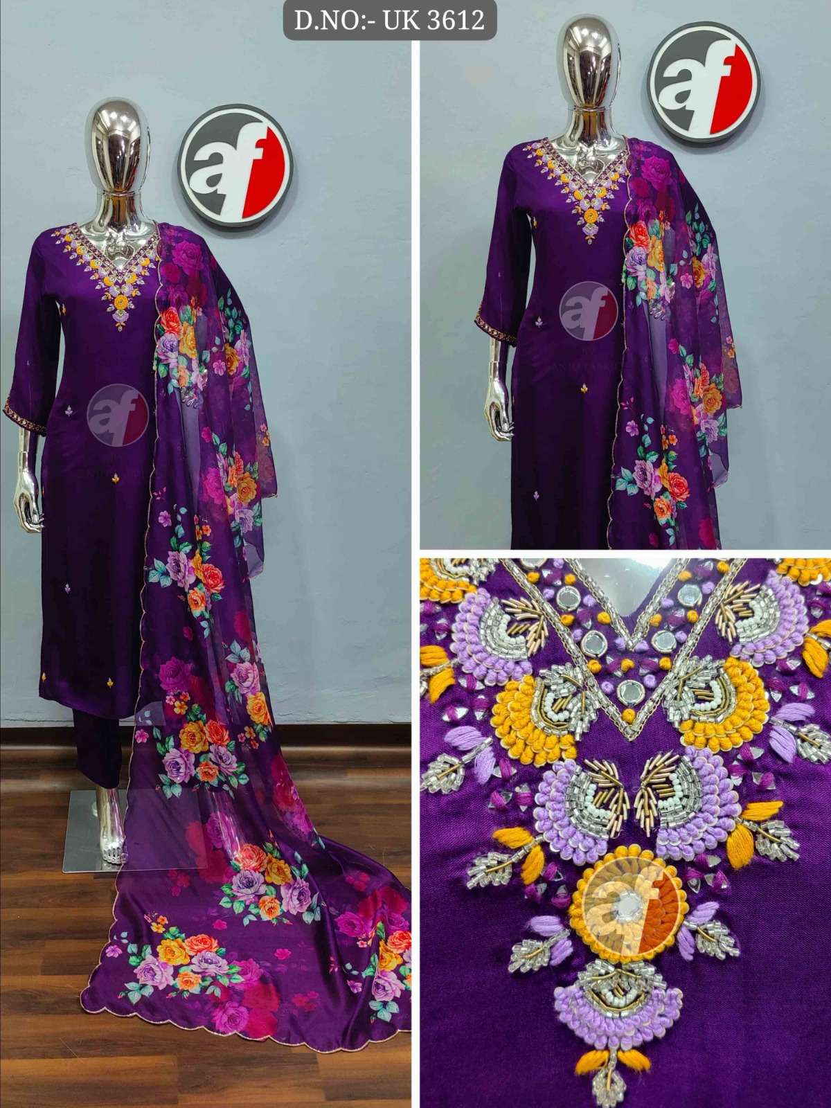 DESIGN NO- 3612 BY TEXOFAB PURE DOLA SILK ORGANZA WITH DIGITAL PRINT 3 PCS