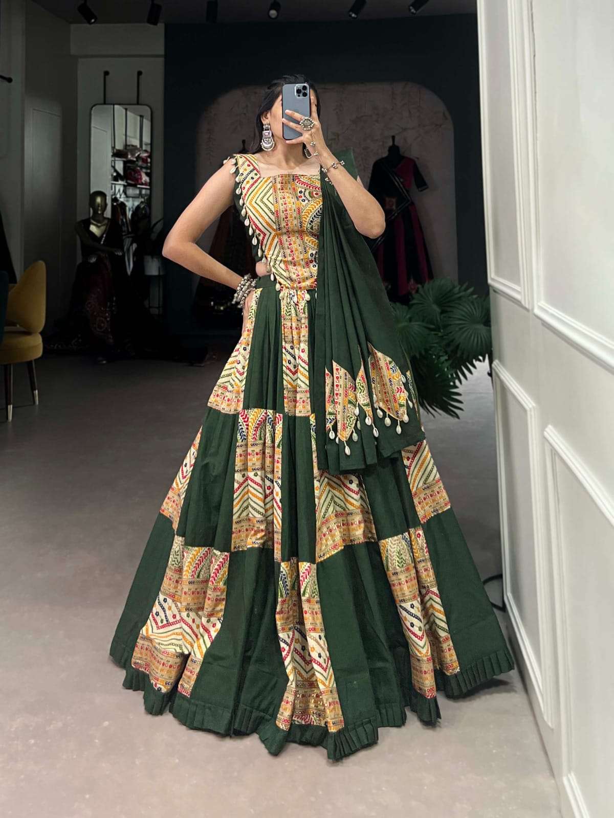 DESIGN NO-5033 BY TEXOFAB DOLA SILK PATOLA PRINT FOIL WORK FLORAL GOWN WITH DUPATTA  