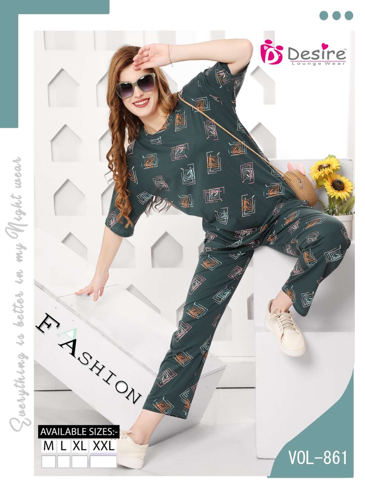 DESIGN NO-861 BY DESIRE BAGGY FIT STYLISH PRINTED CO-ORD SETS 