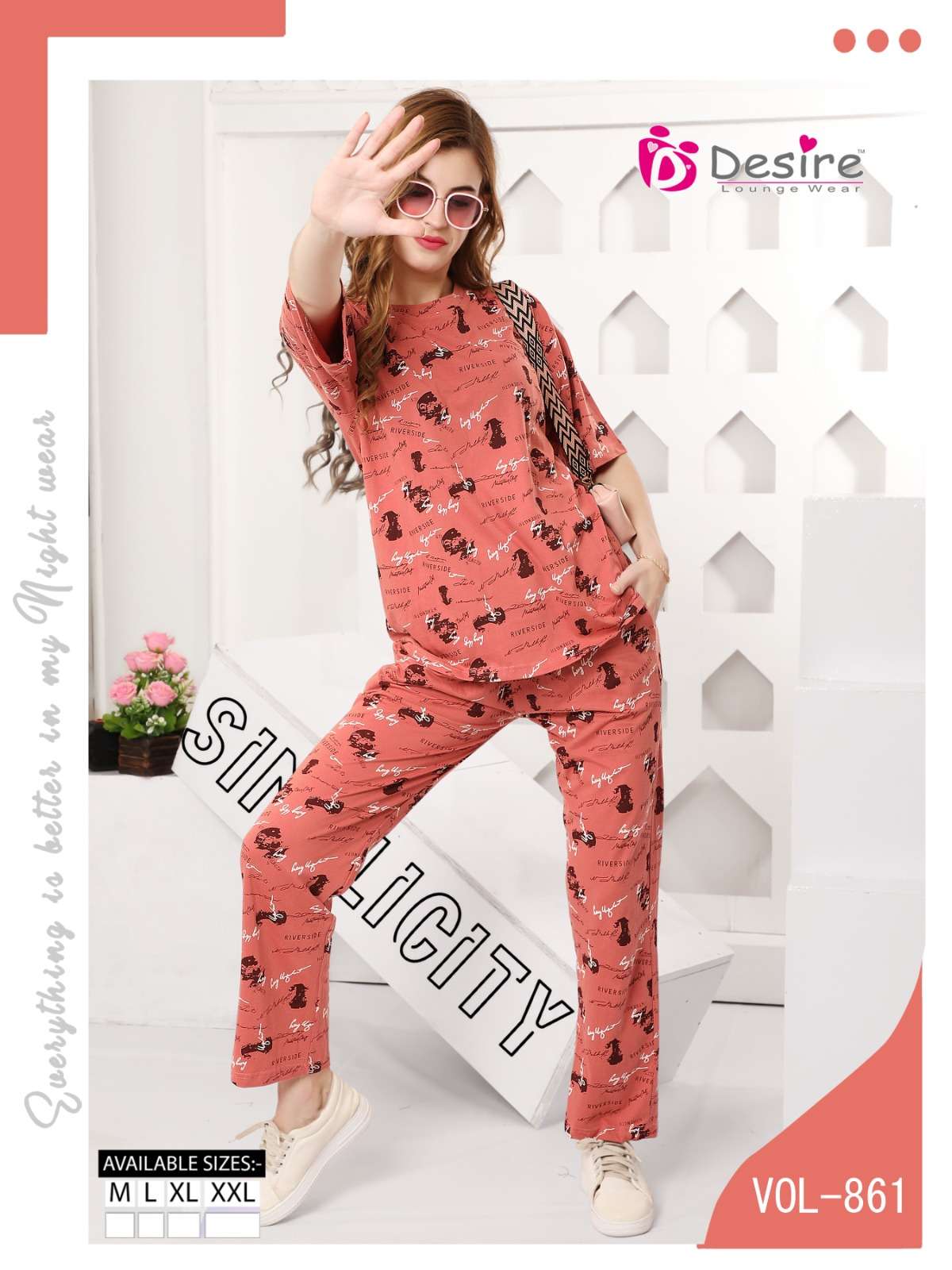 DESIGN NO-861 BY DESIRE BAGGY FIT STYLISH PRINTED CO-ORD SETS 