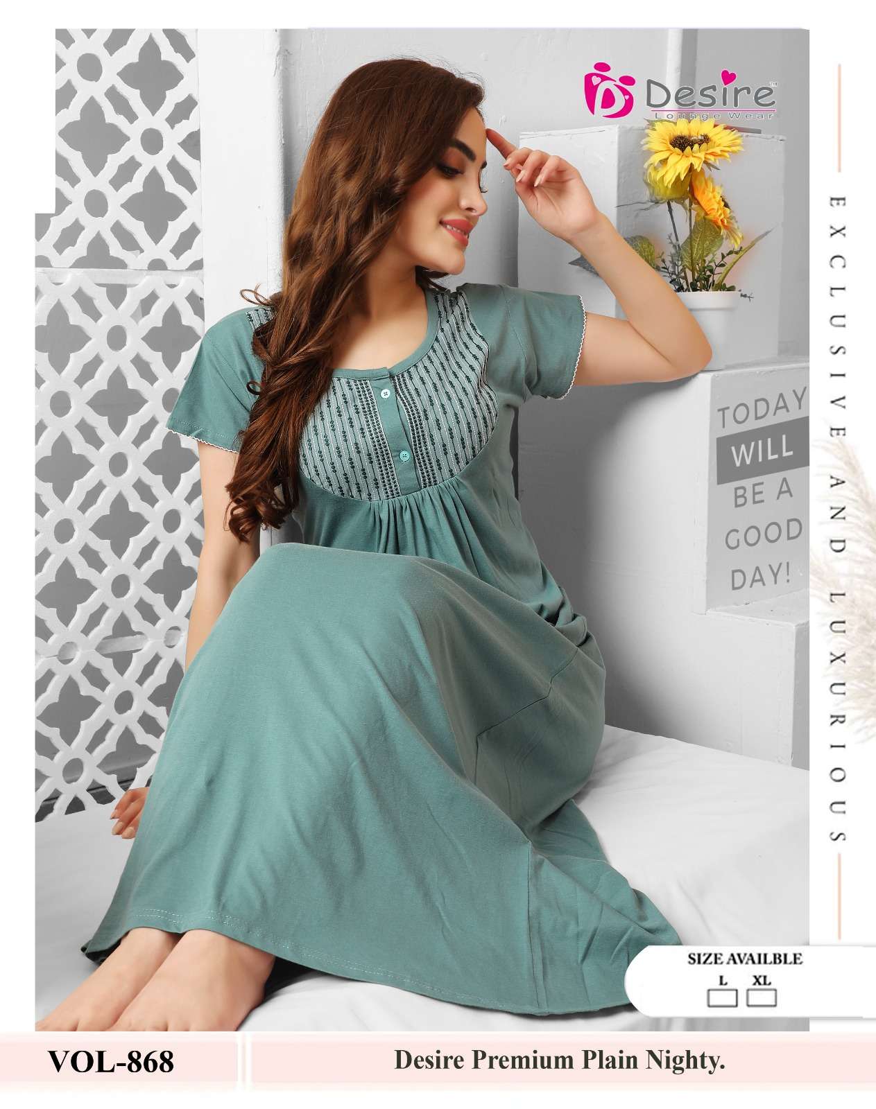 DESIGN NO- 868 BY DESIRE PLAIN CLASSY COMFORTABLE NIGHTY FOR WOMEN 