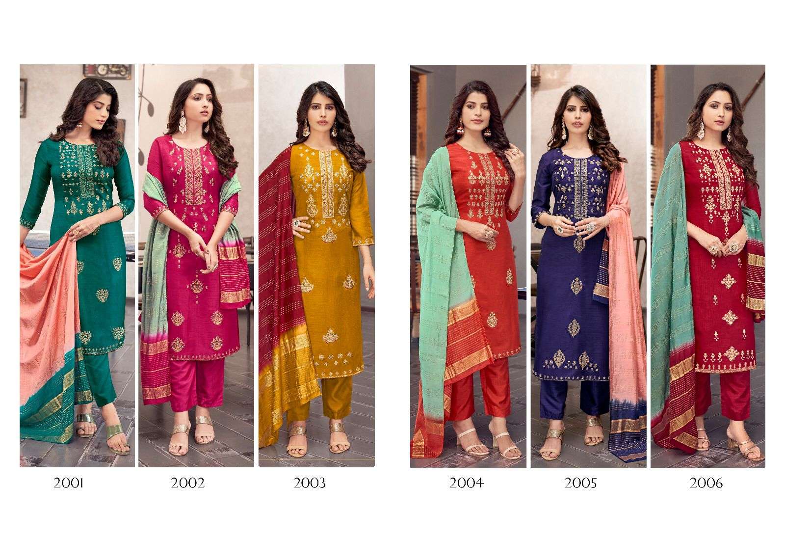 DIAMOND VOL-2 BY SWEETY FASHION FANCY SILK EMBROIDERY KURTI PANT WITH DUPATTA 