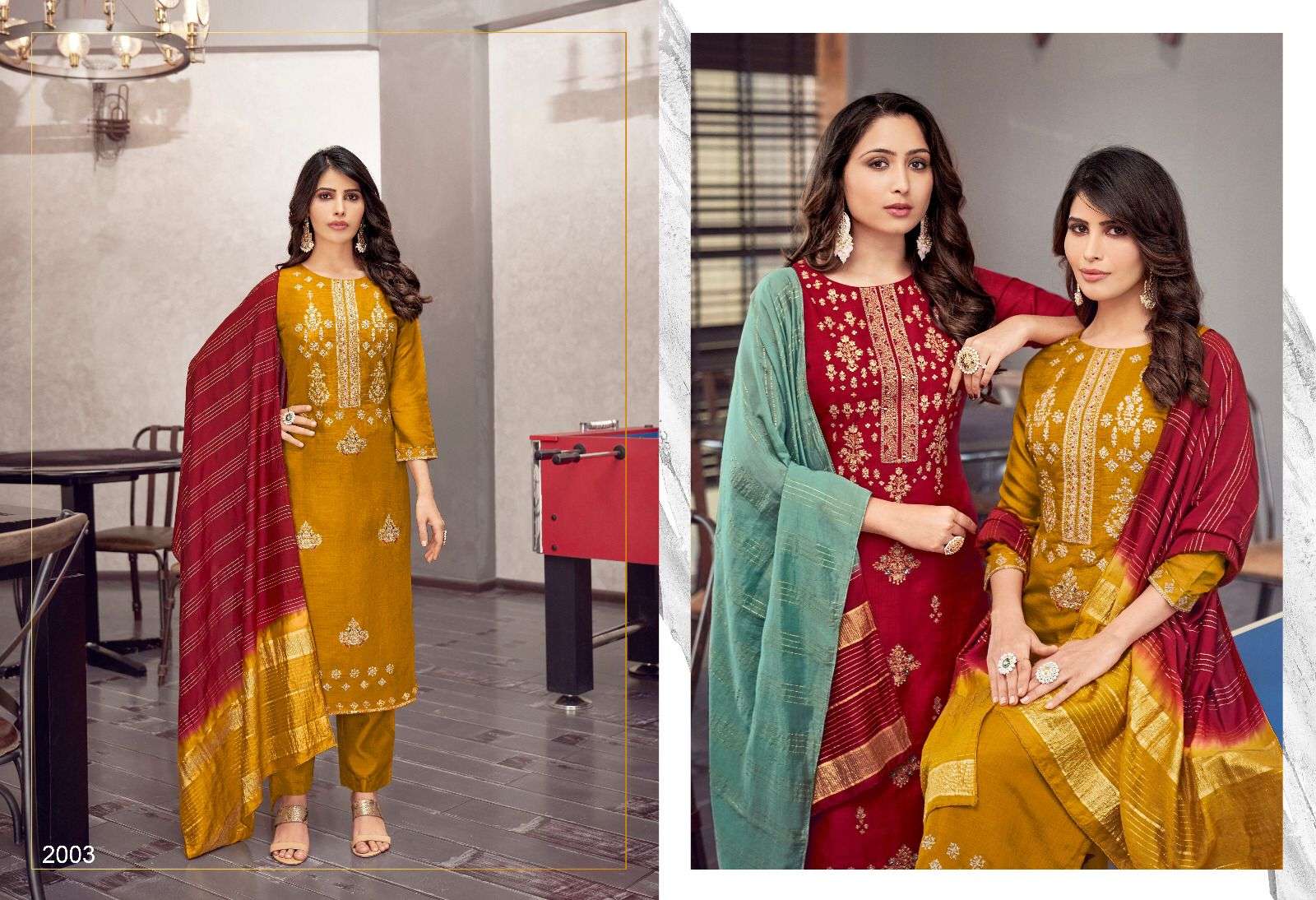 DIAMOND VOL-2 BY SWEETY FASHION FANCY SILK EMBROIDERY KURTI PANT WITH DUPATTA 