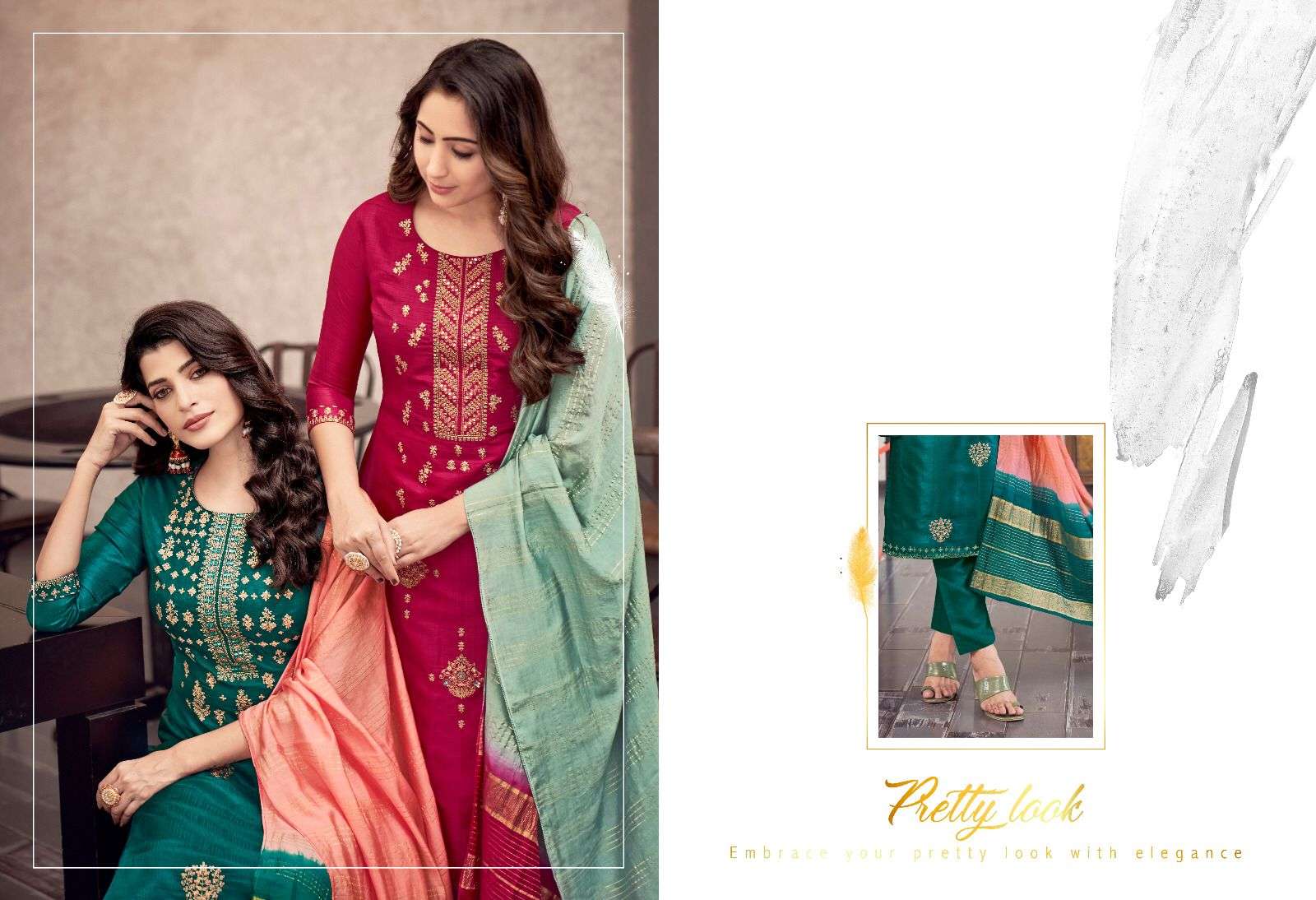 DIAMOND VOL-2 BY SWEETY FASHION FANCY SILK EMBROIDERY KURTI PANT WITH DUPATTA 