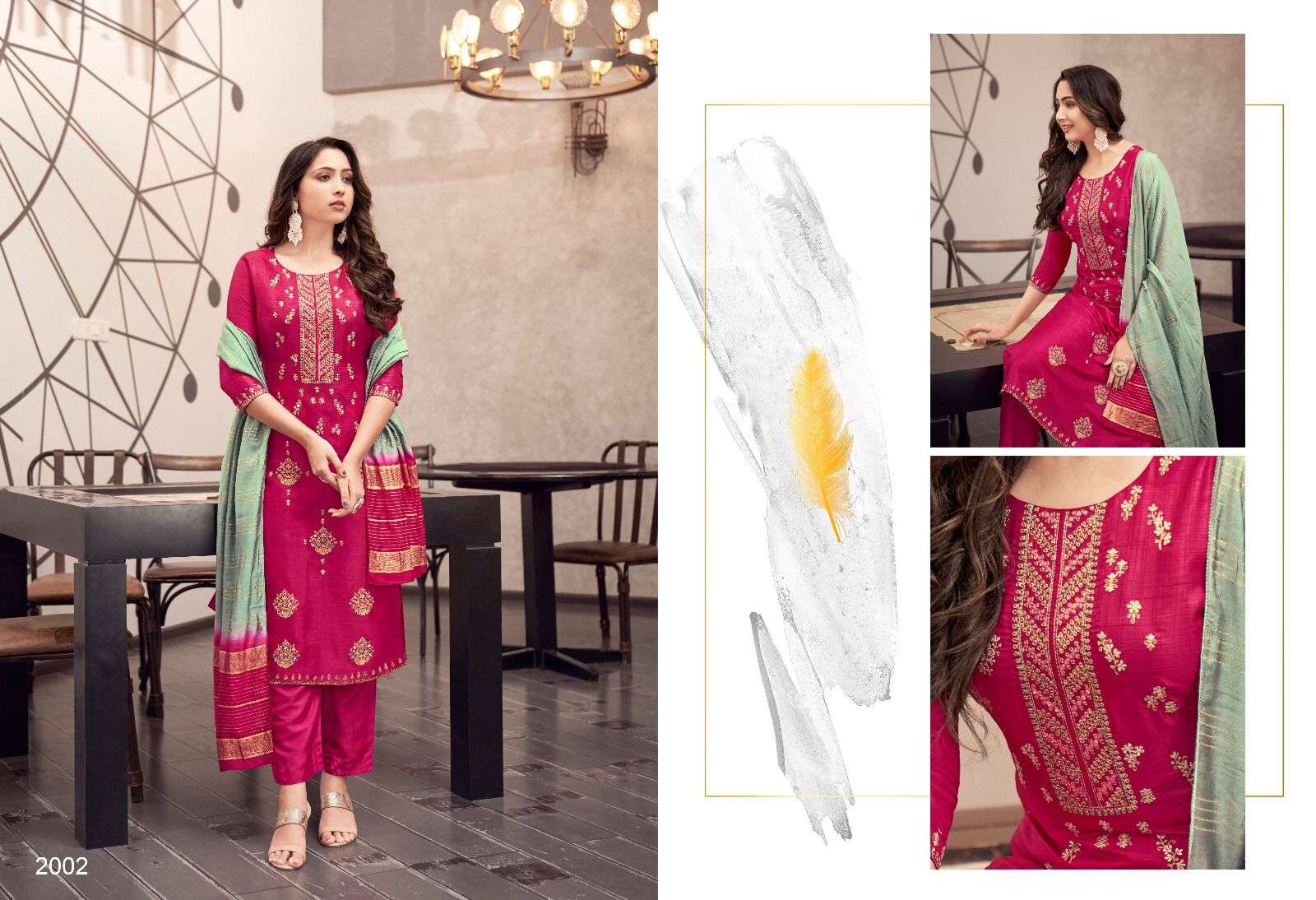 DIAMOND VOL-2 BY SWEETY FASHION FANCY SILK EMBROIDERY KURTI PANT WITH DUPATTA 