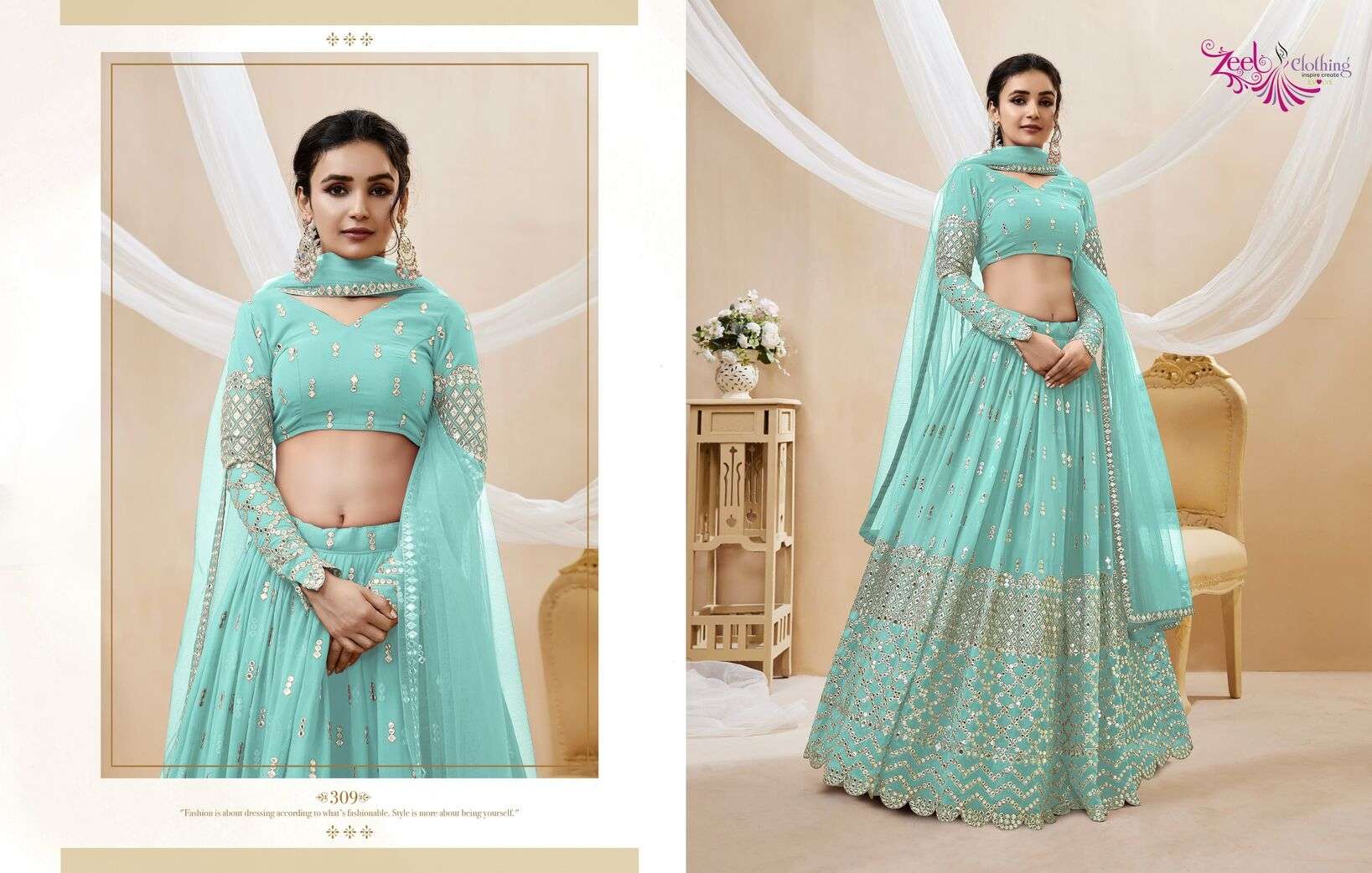 EXPRESSION VOL-1 BY ZEEL CLOTHING WEDDING WEAR HEAVY EMBROIDERY LEHENGA BLOUSE WITH DUPATTA 