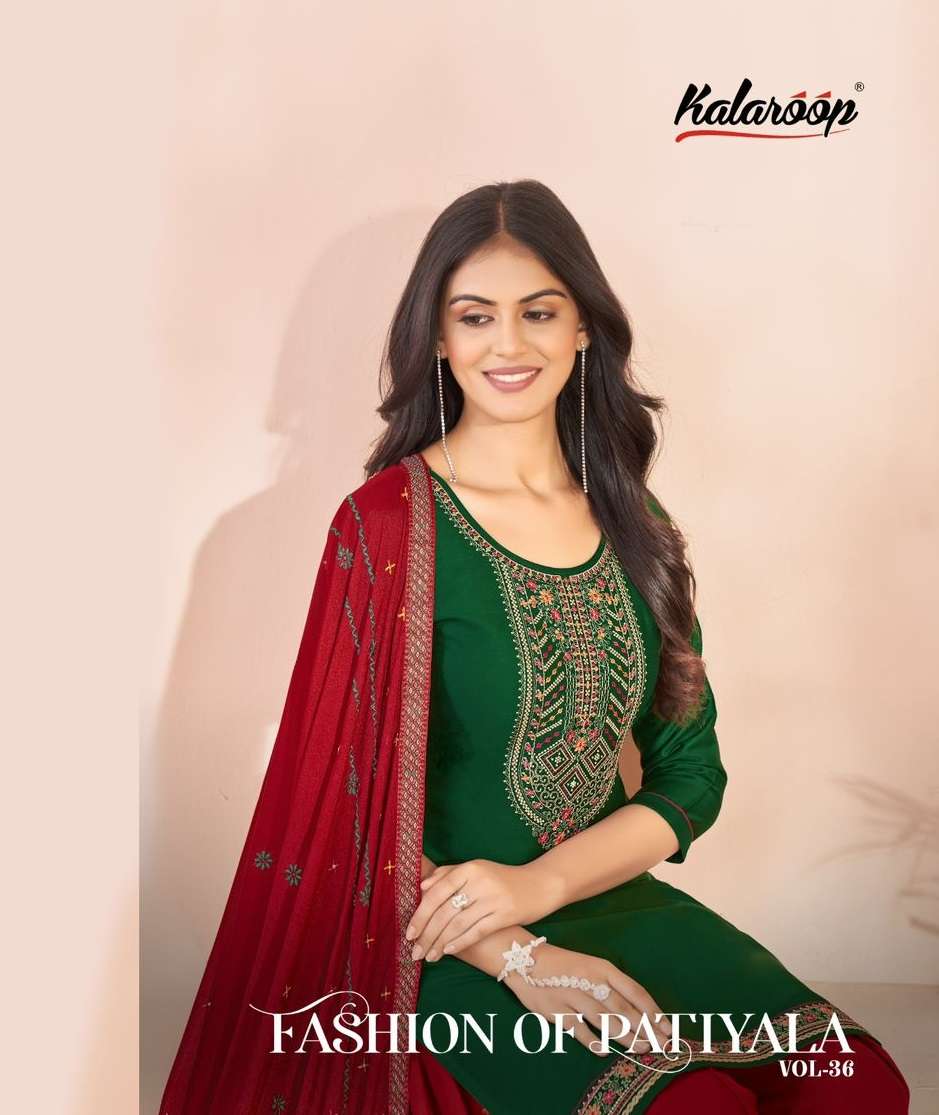 FASHION OF PATIYALA VOL-36 BY KAJREE JAM SILK EMBROIDERY SWAROSKI WORK 3 PCS 