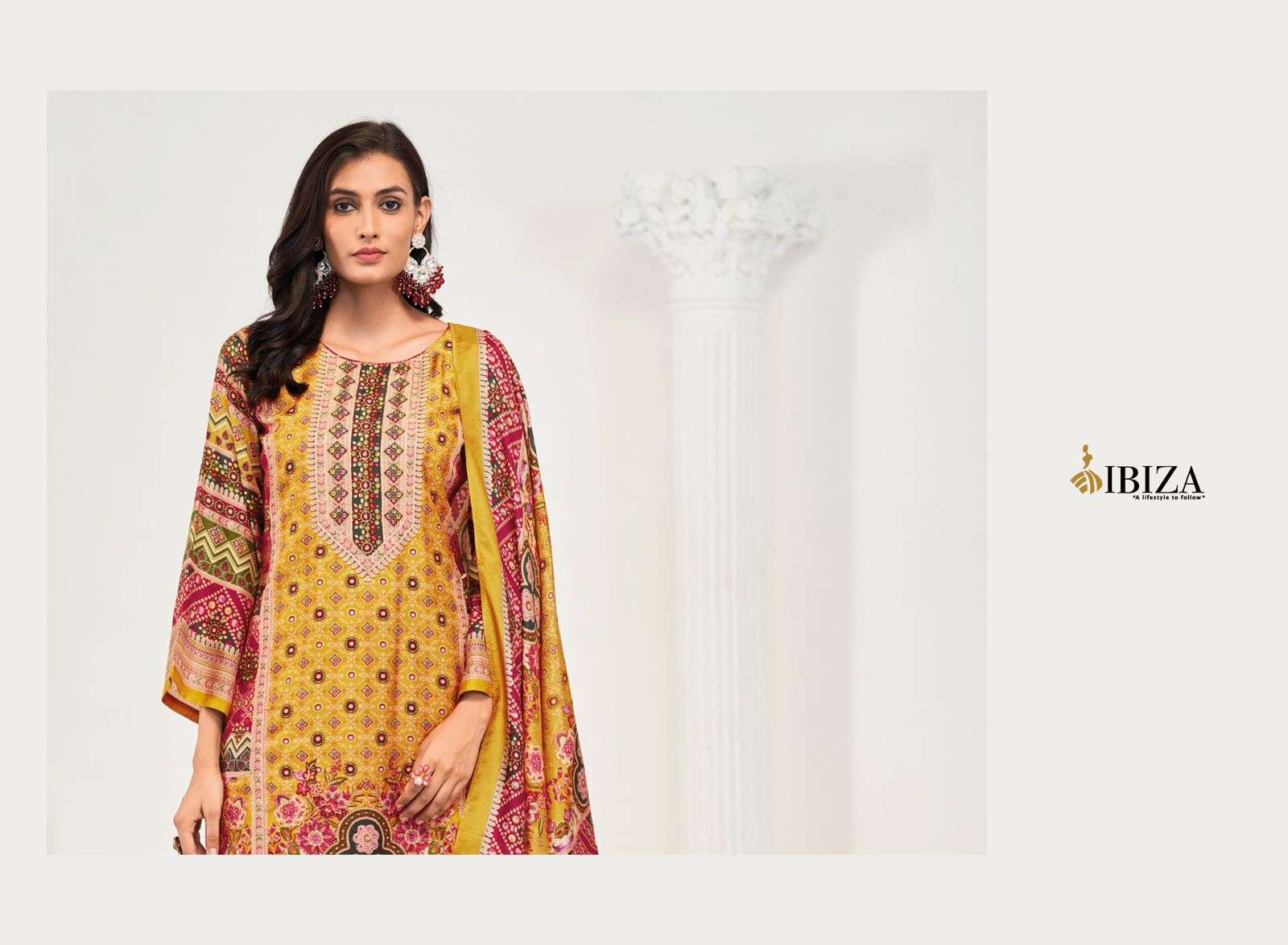FIZA BY IBIZA PURE MUSLIN DIGITAL PRINT DALICATE HANDWORK UNSTICHED SALWAR SUITS 