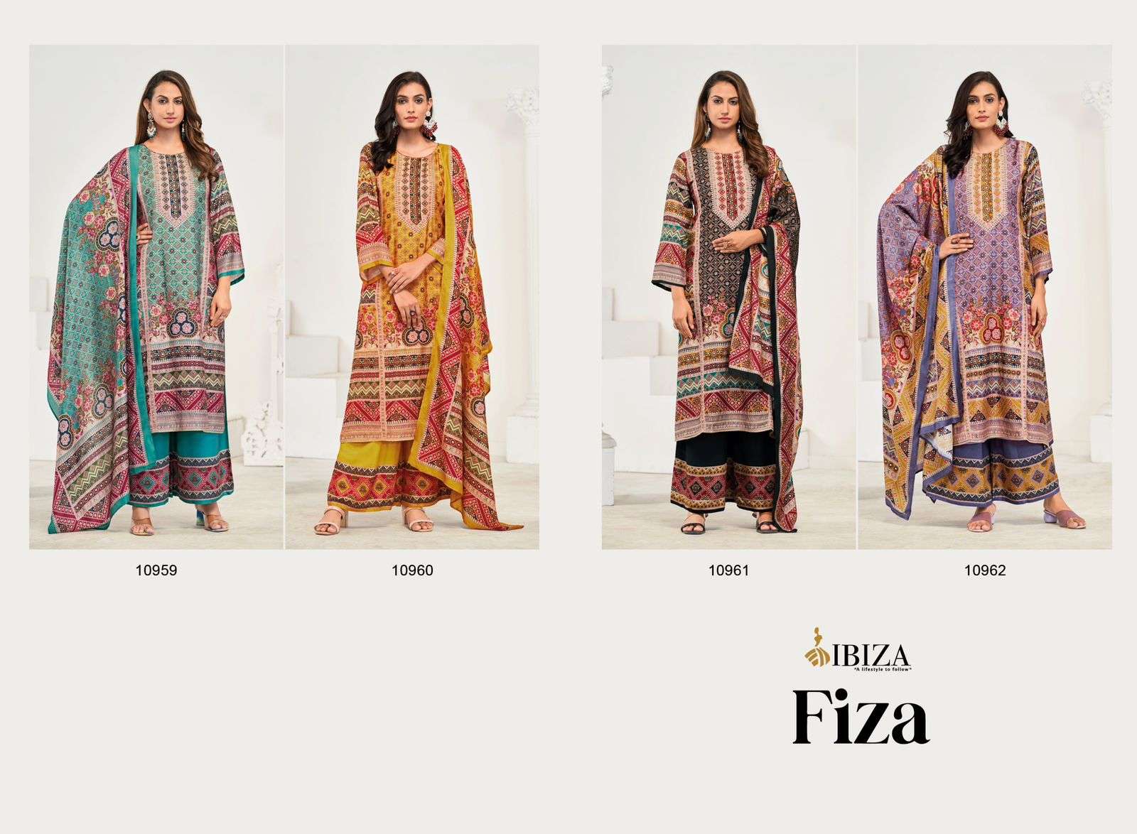 FIZA BY IBIZA PURE MUSLIN DIGITAL PRINT DALICATE HANDWORK UNSTICHED SALWAR SUITS 