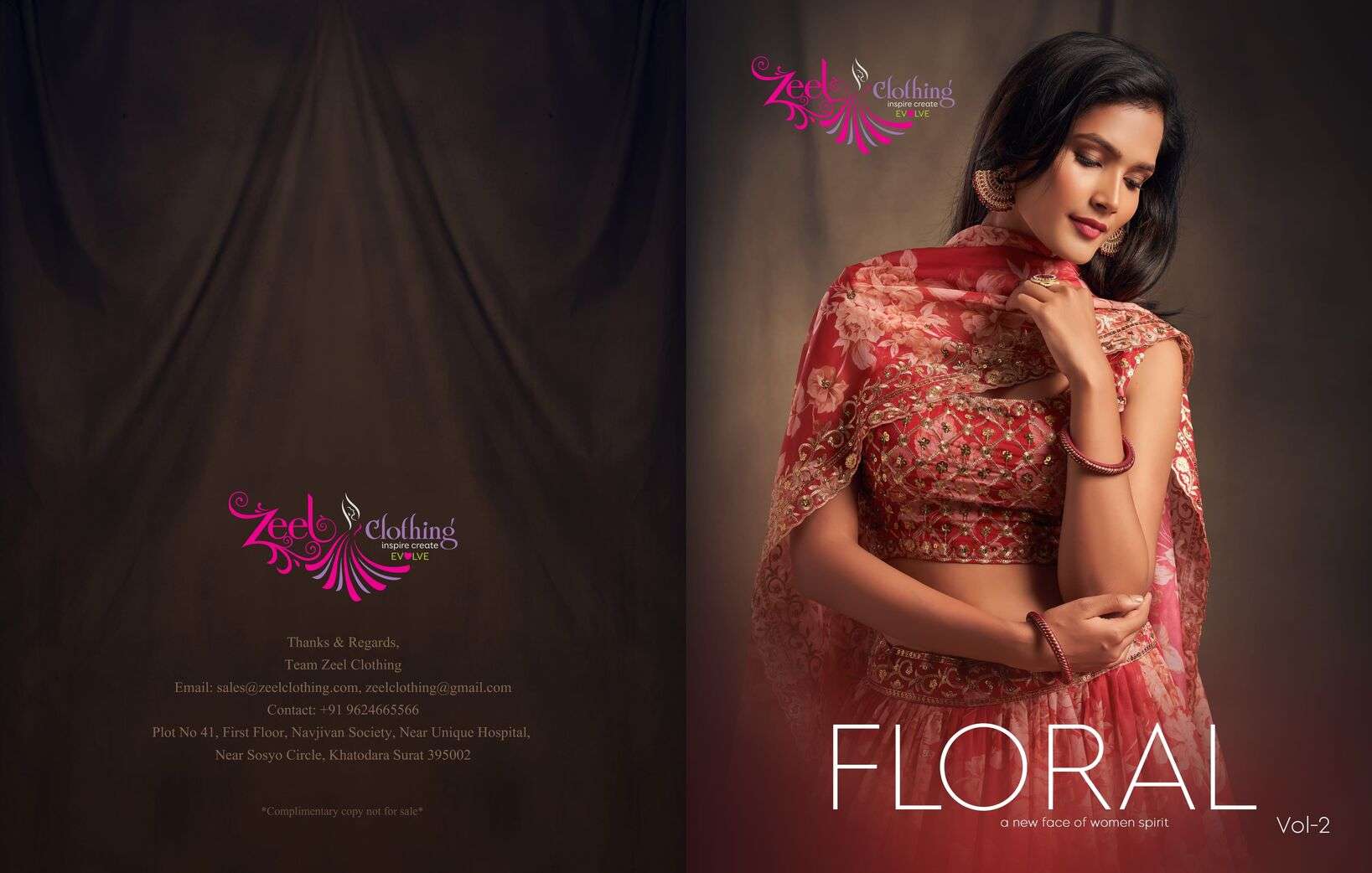 FLORAL VOL-2 BY ZEEL CLOTHING SEQUENCE ZARI EMBROIDERY WORK DESIGNER LEHENGA 