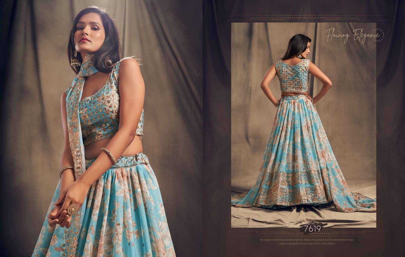 FLORAL VOL-2 BY ZEEL CLOTHING SEQUENCE ZARI EMBROIDERY WORK DESIGNER LEHENGA 