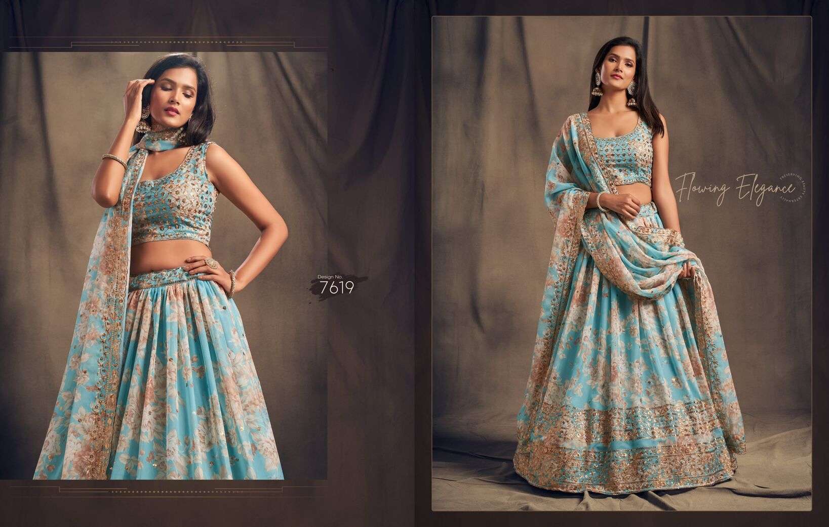 FLORAL VOL-2 BY ZEEL CLOTHING SEQUENCE ZARI EMBROIDERY WORK DESIGNER LEHENGA 