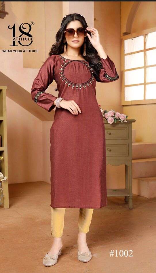 FOREVER KURTIS VOL-3 BY 18 ATTITUDE PREMIUM VETICAN EMBROIDERY KURTI PANT 