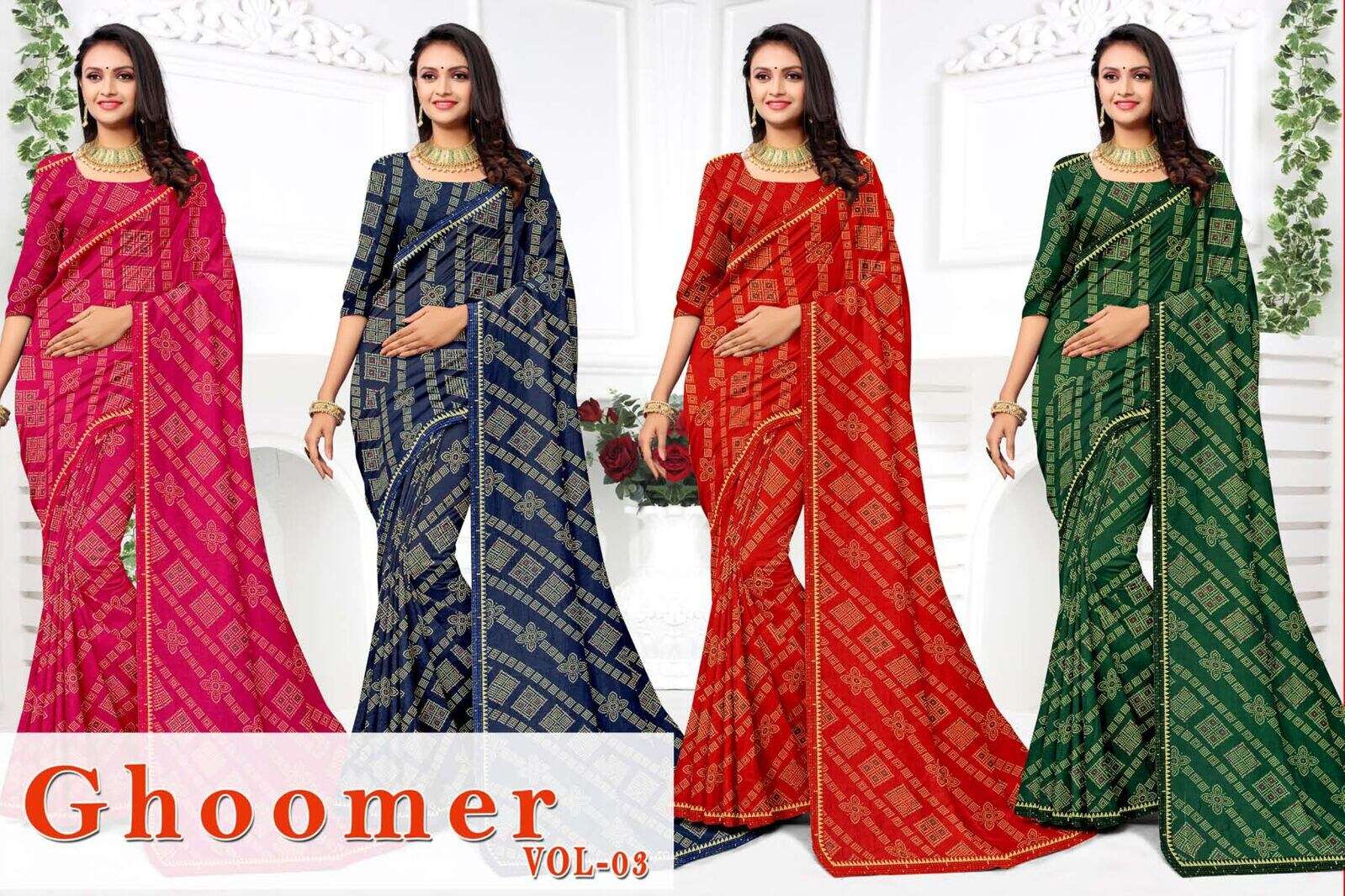 GHOOMER BY TEXOFAB RANIAL FABRIC REGULAR WEAR PRINTED SAREES COLLECTION.