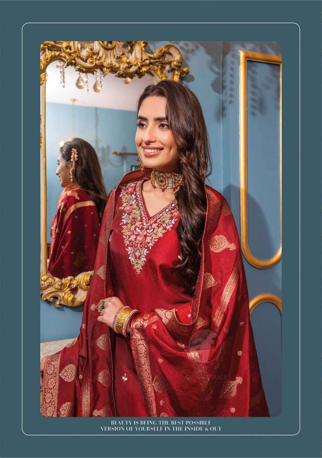 GHUNGHAT VOL-10 DESIGN NO- 3531 BY ANJU FABRICS PURE DOLA SILK KURTI PANT WITH JACQUARD DUPATTA 