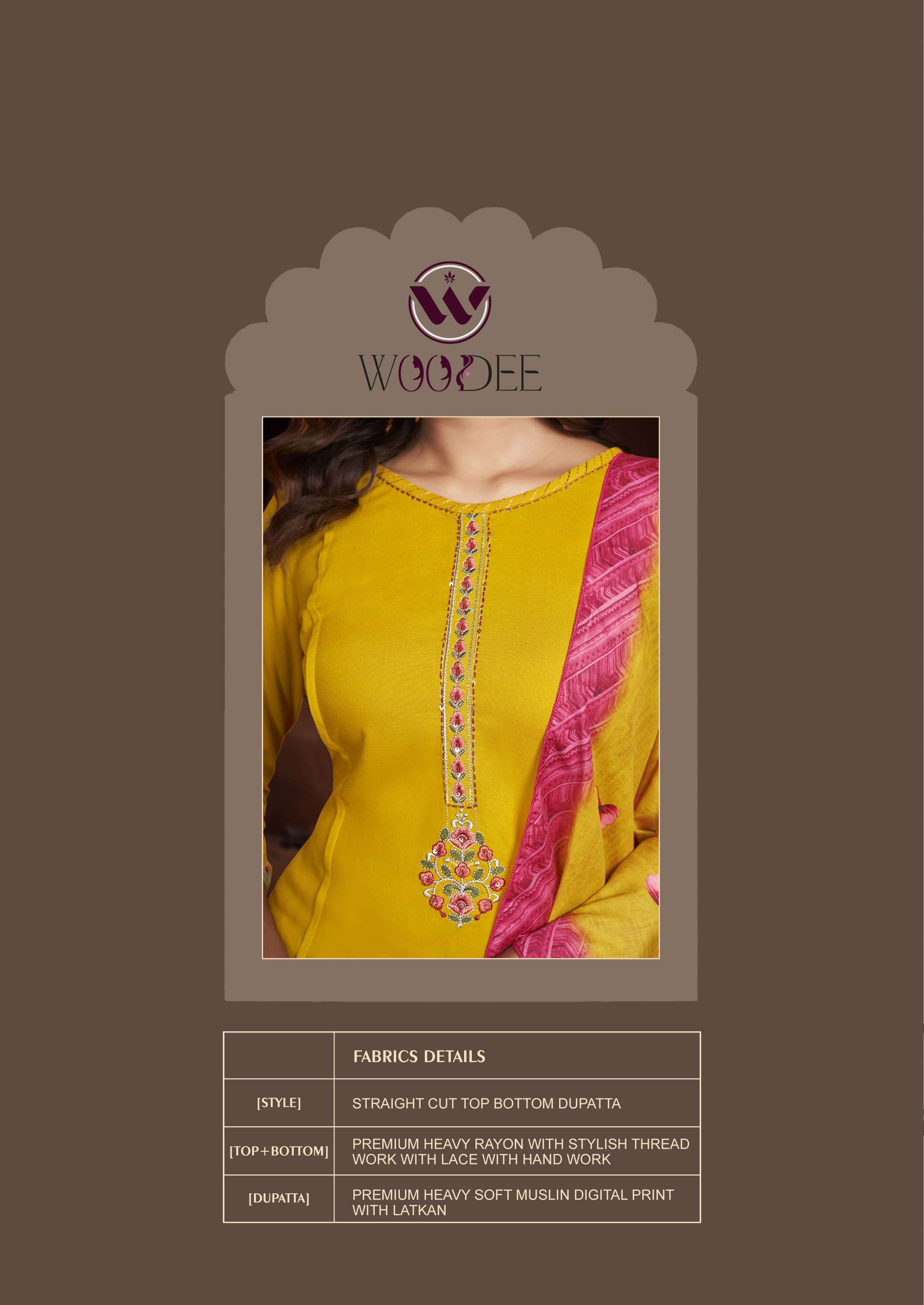 GOLDEN PEARL VOL-3 BY WOODEE 3 PIECE CONCEPT WITH BACK SIDE WORK 