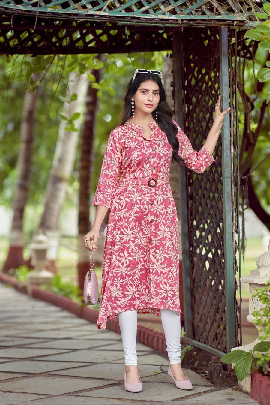 GRACCY BY TIPS & TOPS HEAVY RAYON PRINT WITH A LINE BELT KURTI 