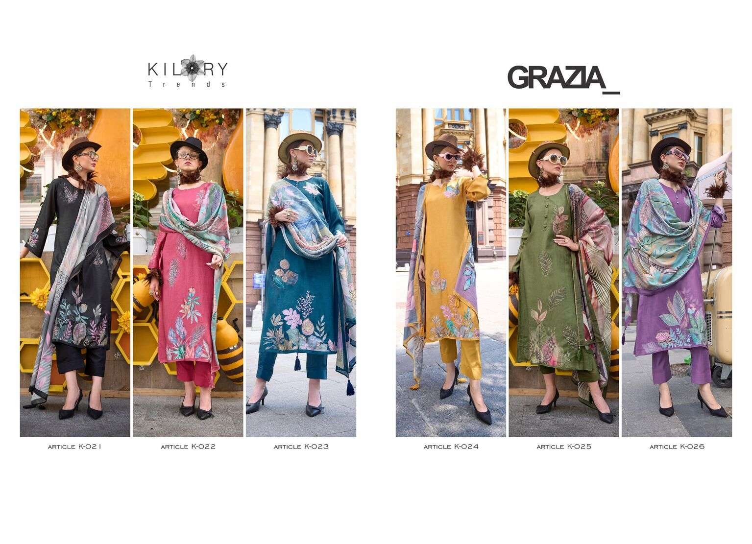 GRAZIA BY KILORY TRENDZ PURE BEMBERG HANDWORK MUSLIN DIGITAL PRINT 3 PIECE SET 