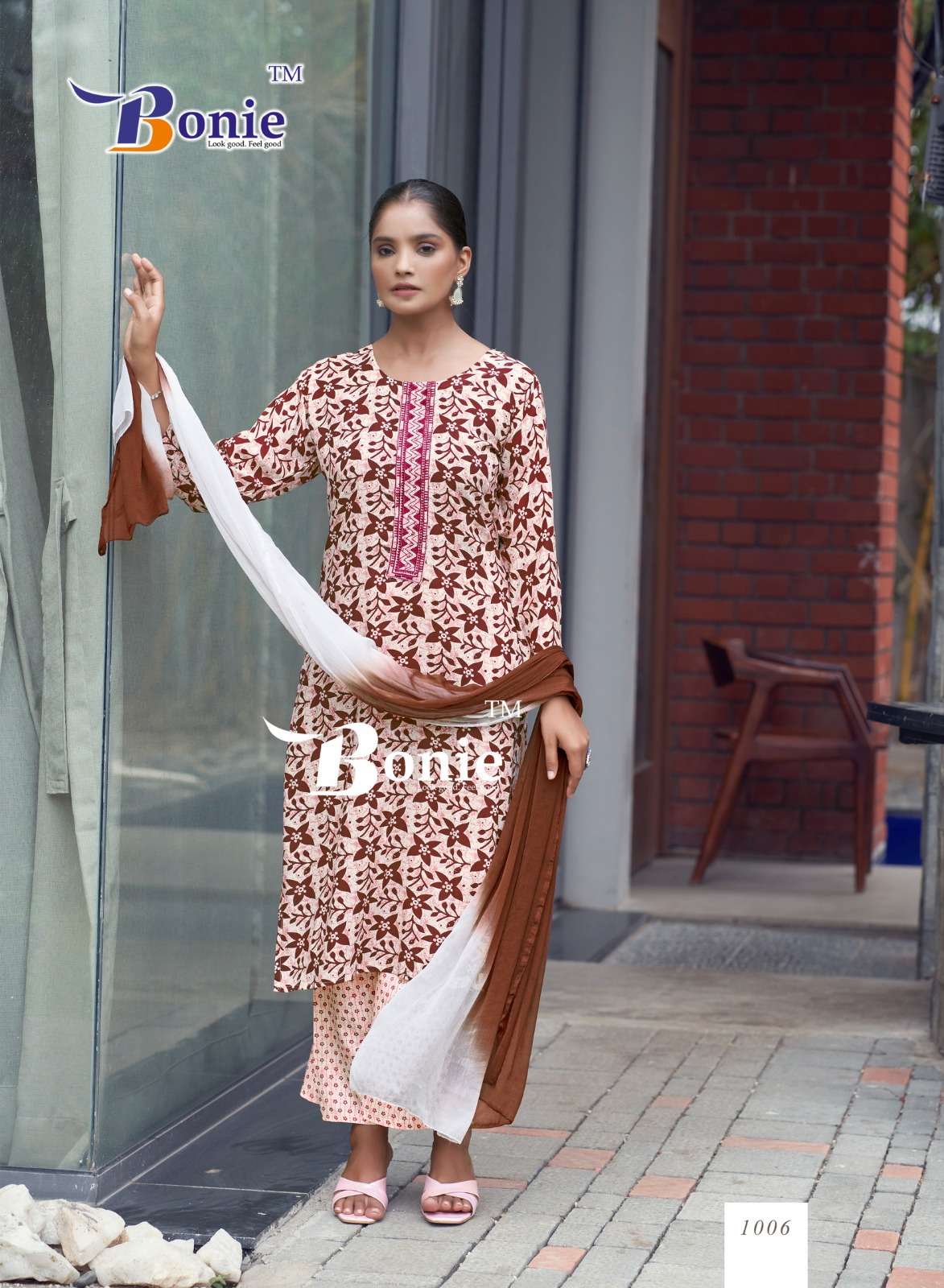 GUZARISH BY BONIE RAYON FABRIC 3 PIECE KURTI PLAZO WITH DUPATTA 