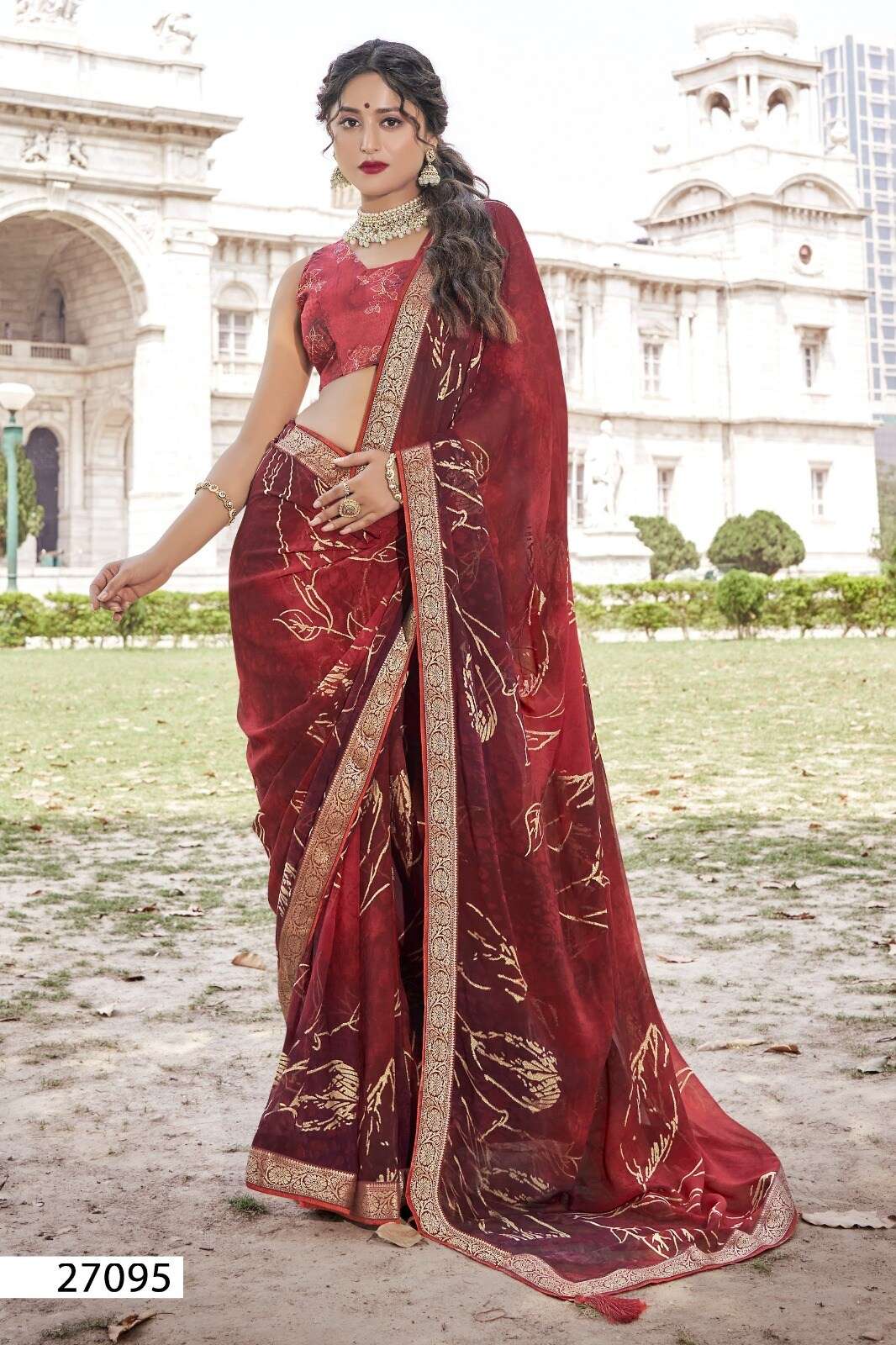 HAMPI BY VALLABHI GEORGETTE FABRIC GOLDEN EMBROIDERY WORK SAREES 