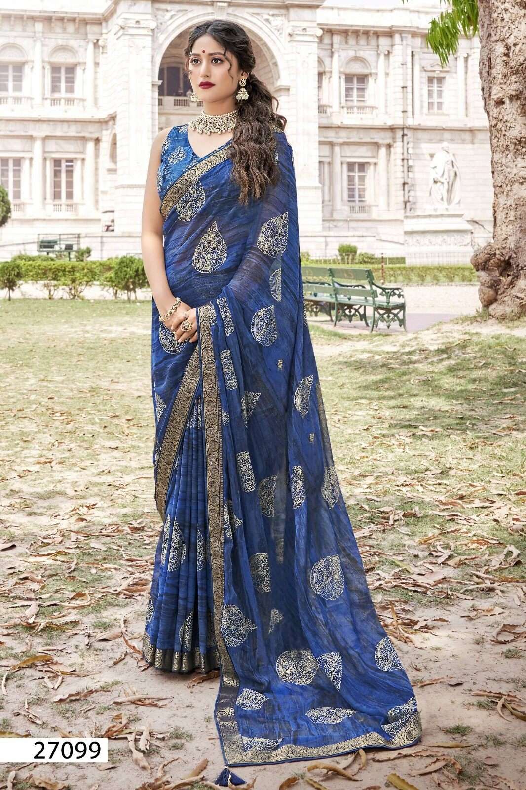 HAMPI BY VALLABHI GEORGETTE FABRIC GOLDEN EMBROIDERY WORK SAREES 