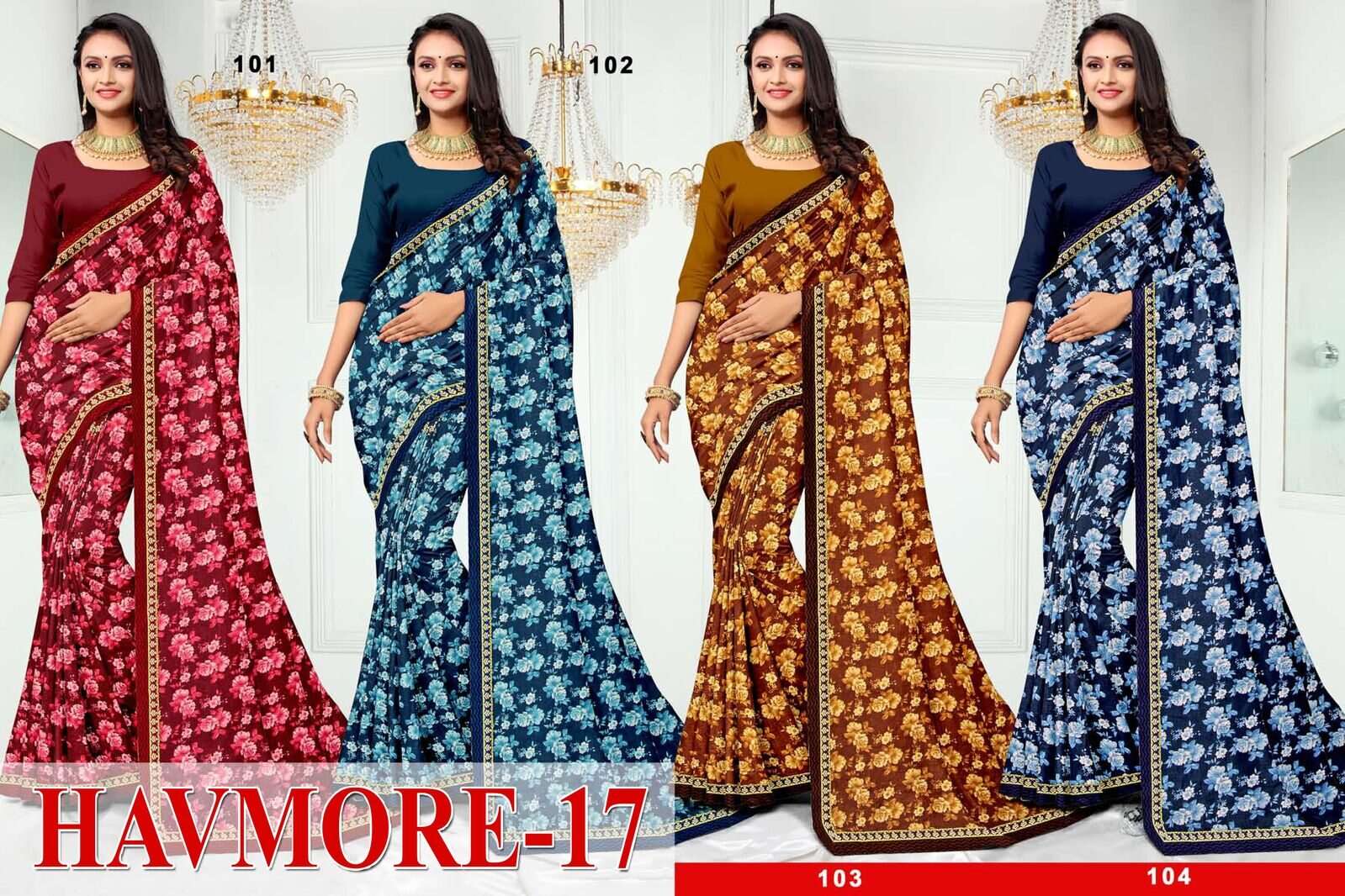 HAVMORE BY TEXOFAB RANIAL FABRIC ETHNIC WEAR PRINTED SAREES