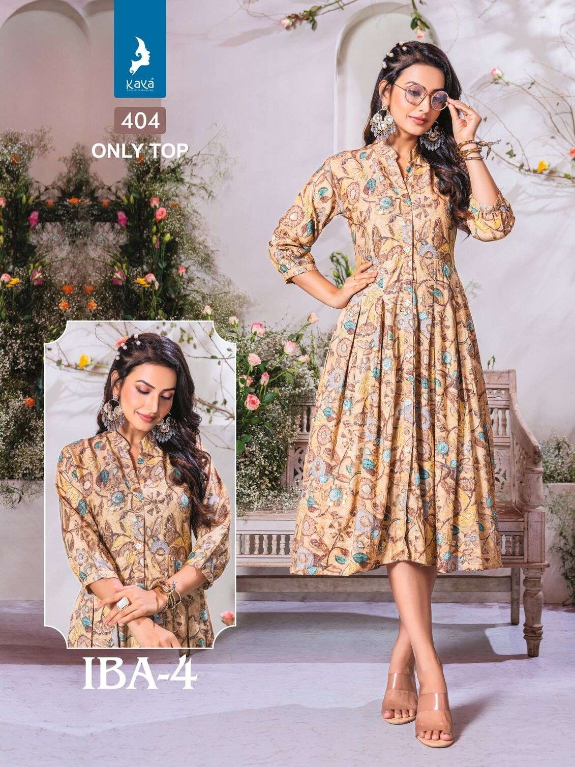 IBA VOL-4 BY KAYA KURTI CAPSULE PRINT ONLY TOP WITH BELT KNEE LENGTH MIDI DRESSES