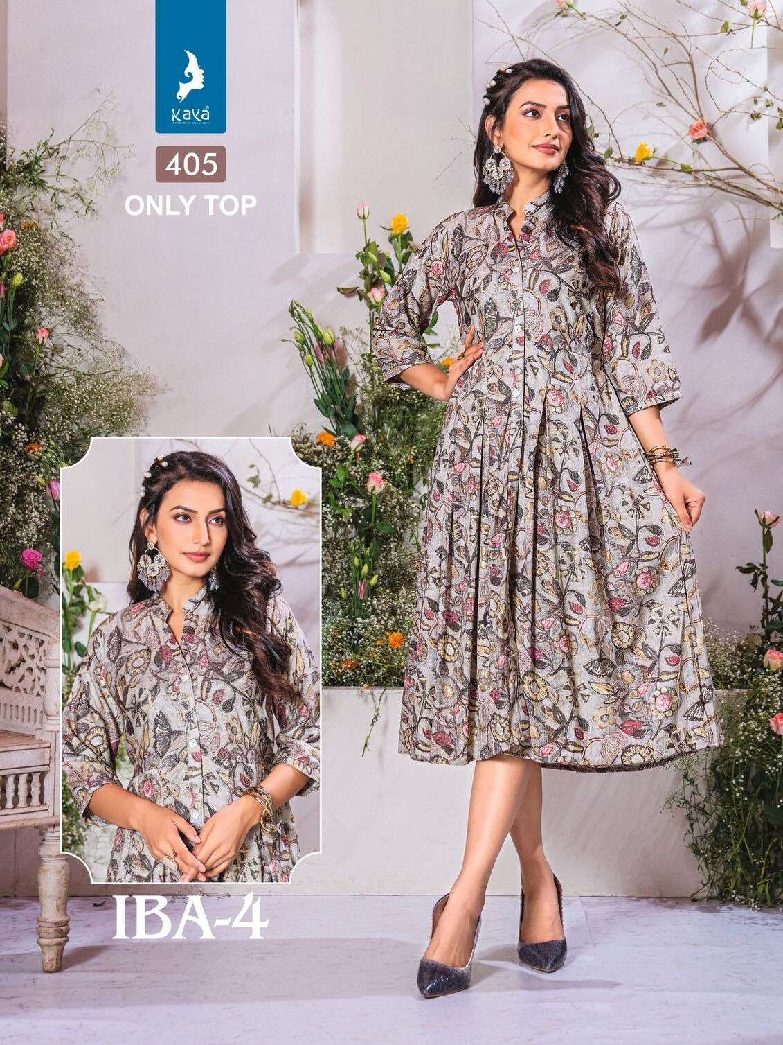 IBA VOL-4 BY KAYA KURTI CAPSULE PRINT ONLY TOP WITH BELT KNEE LENGTH MIDI DRESSES