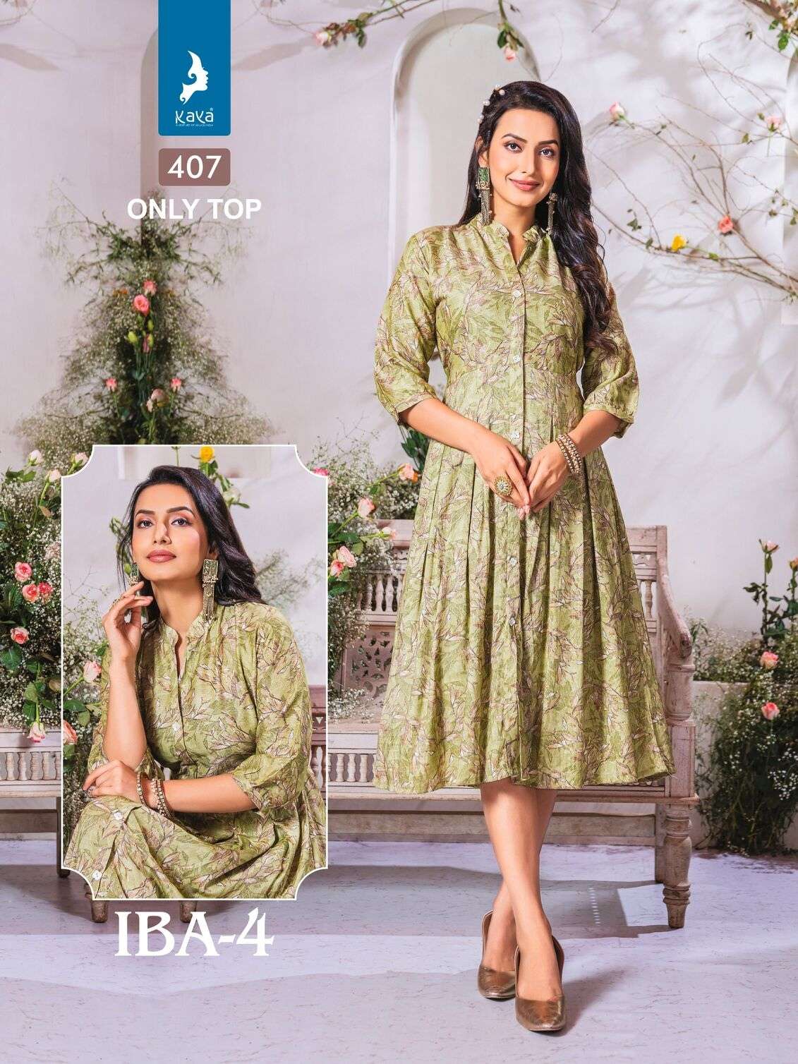 IBA VOL-4 BY KAYA KURTI CAPSULE PRINT ONLY TOP WITH BELT KNEE LENGTH MIDI DRESSES