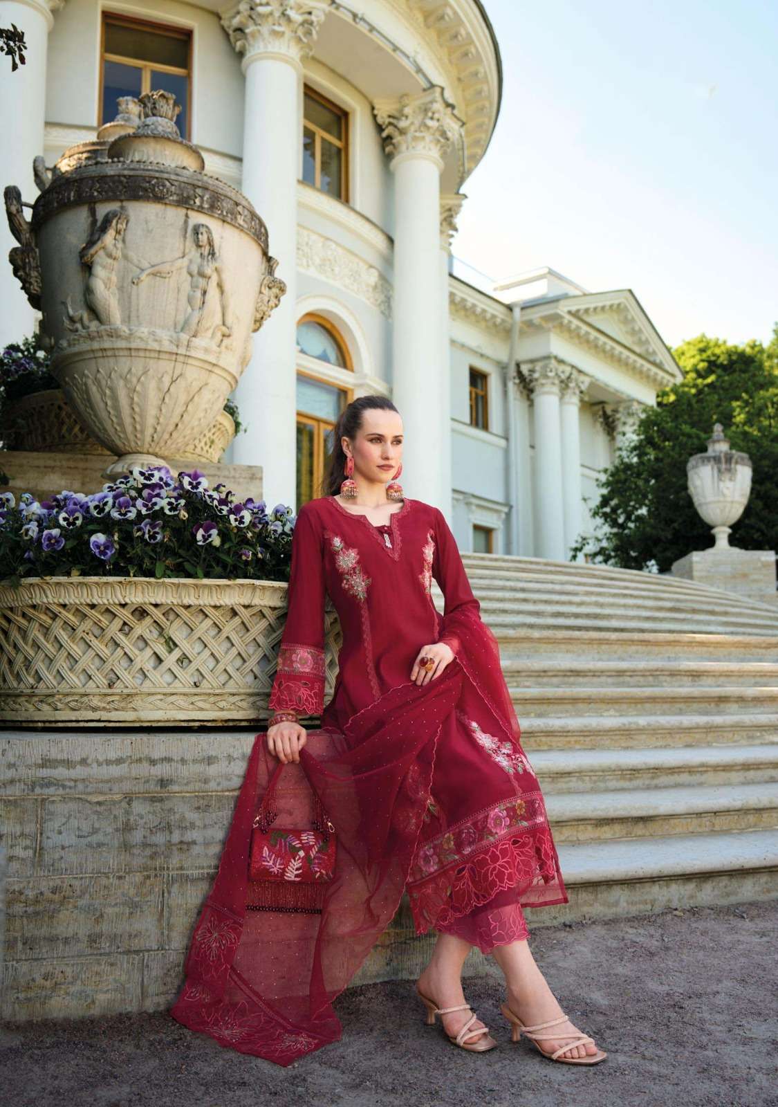 IBADAT VOL-3 DESIGN NO-1311 BY LADY LEELA ORGANZA FABRIC WITH EMBROIDERY DIAMOND SCALPING WORK  