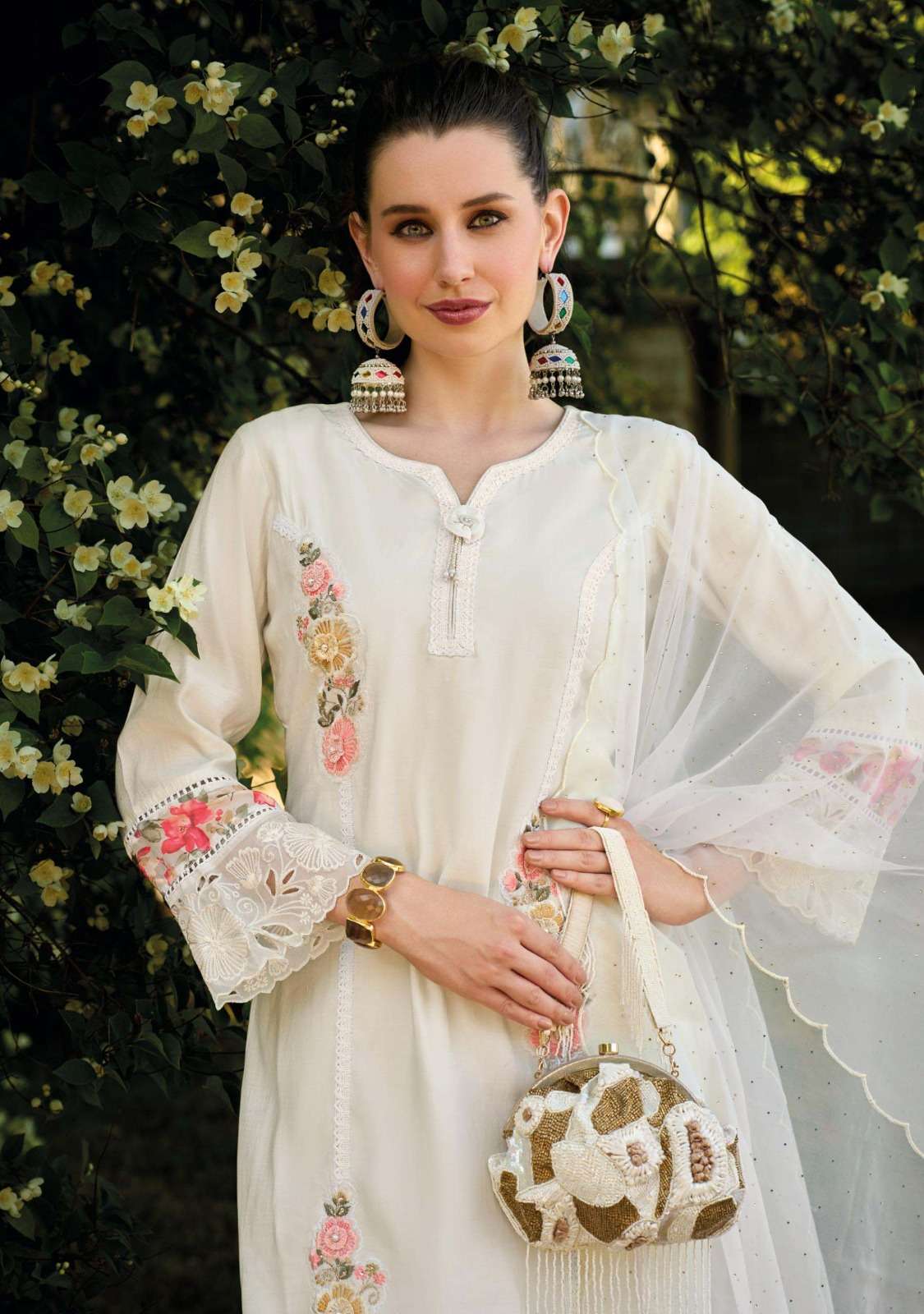 IBADAT VOL-3 DESIGN NO-1316 BY LADY LEELA ORGANZA FABRIC WITH EMBROIDERY DIAMOND SCALPING WORK  