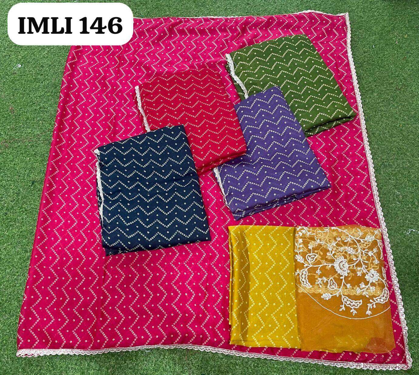 IMLI VOL-146 BY KALPATRU FASHION CREPE SILK LINING PRINT DESIGN WORK SAREES WITH BLOUSE 