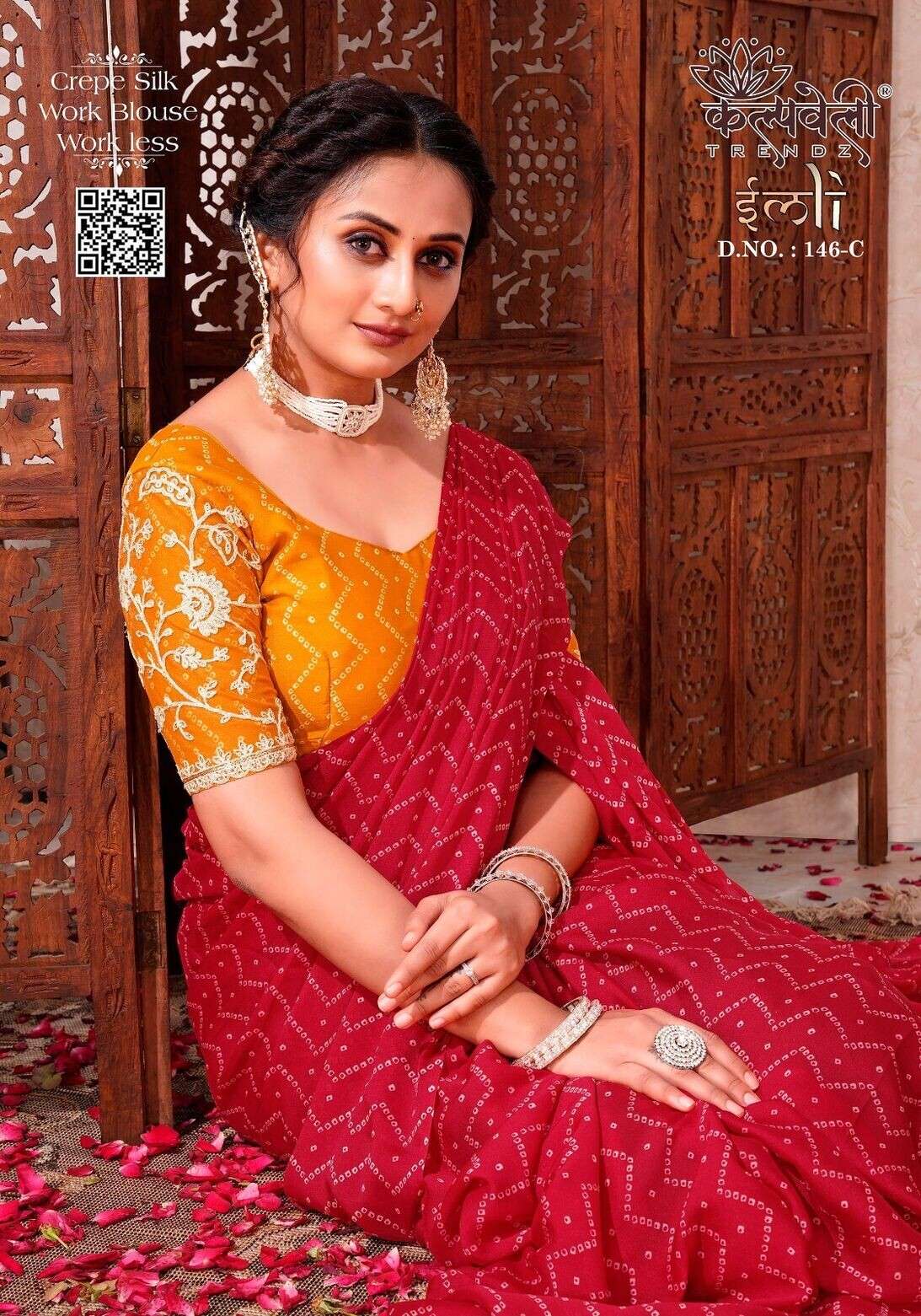 IMLI VOL-146 BY KALPATRU FASHION CREPE SILK LINING PRINT DESIGN WORK SAREES WITH BLOUSE 