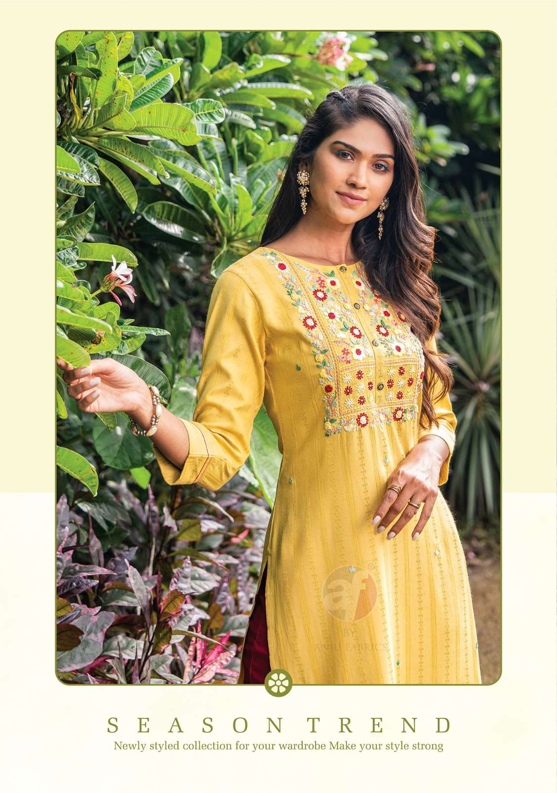 IMPRESSIVE VOL-5 BY ANJU FABRICS HEAVY KNOT WORK VISCOSE RAYON FABRIC BEAUTIFUL KURTI 