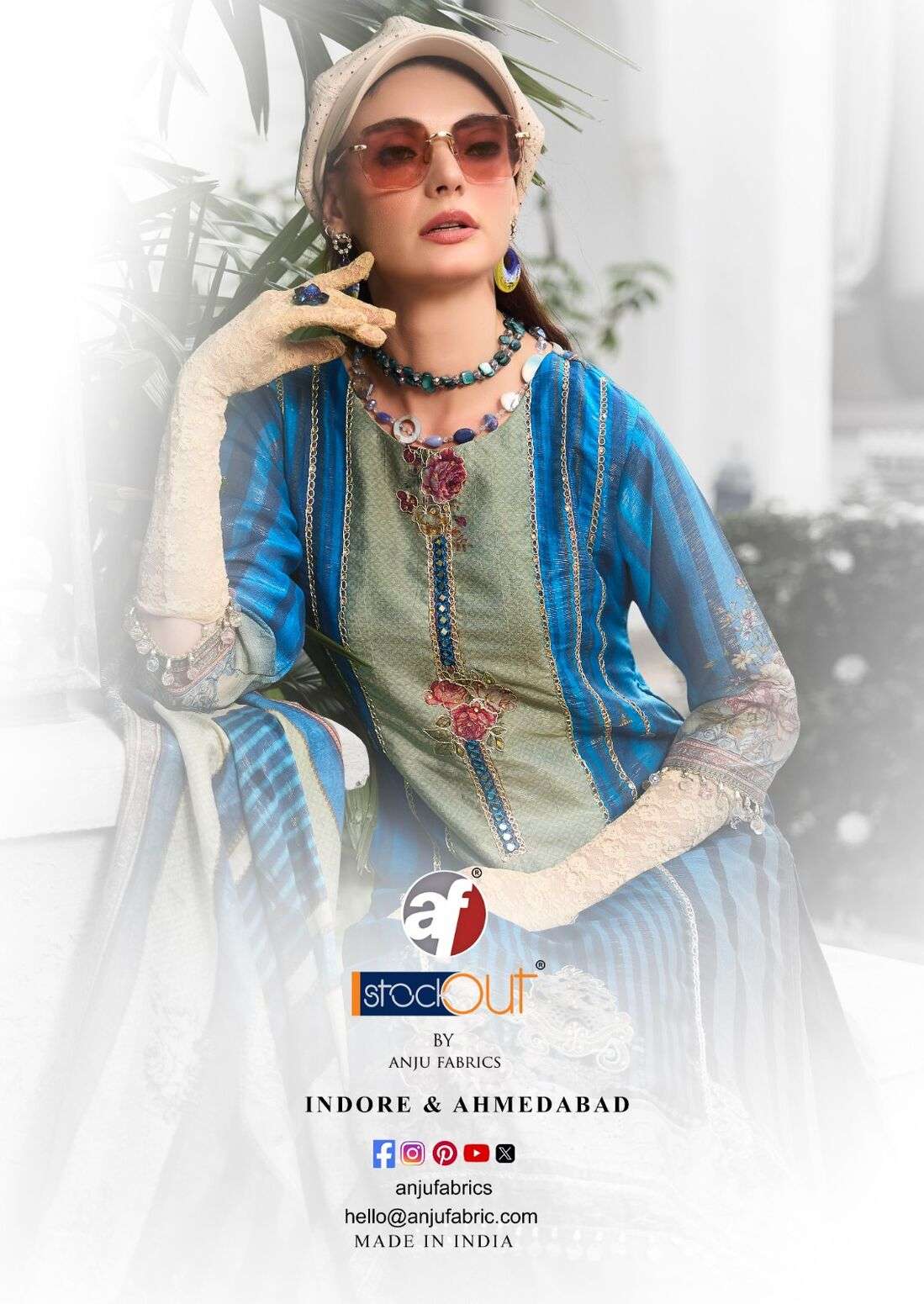 INAYAT BY ANJU FABRICS TISSUE SHIMMER DIGITAL PRINT PURE HANDWORK BEAUTIFUL SHELL KURTI PANT WITH DUPATTA 