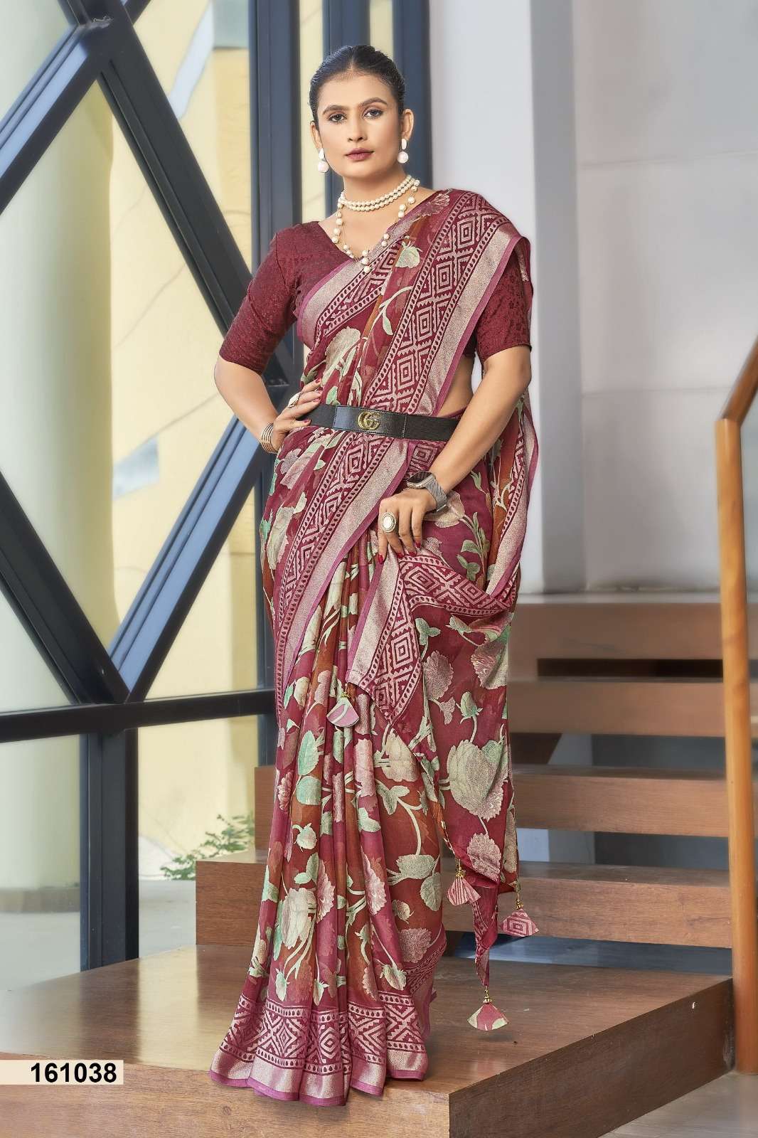 INNAYA VOL-4 BY VALLABHI BRASSO FABRIC PRINTED SAREES WITH BELT 