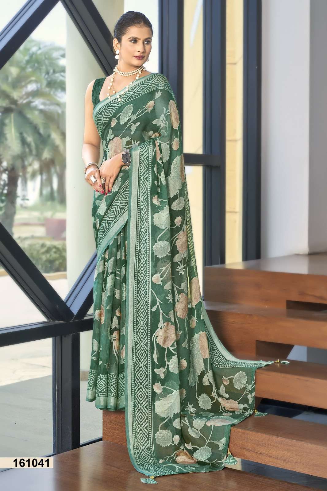 INNAYA VOL-4 BY VALLABHI BRASSO FABRIC PRINTED SAREES WITH BELT 