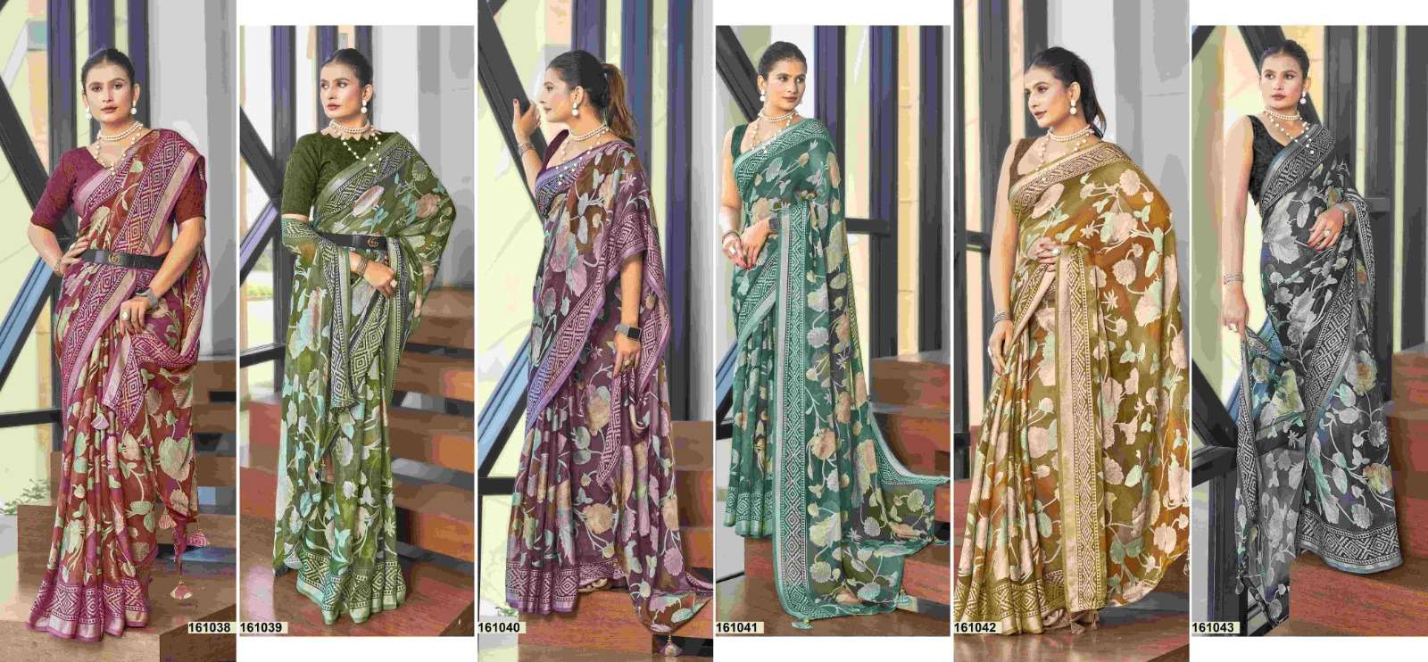 INNAYA VOL-4 BY VALLABHI BRASSO FABRIC PRINTED SAREES WITH BELT 