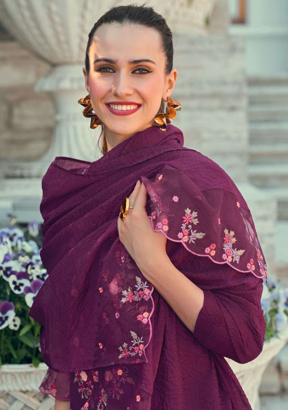 IQRA BY LADY LEELA VISCOSE SILK EMBROIDERY HANDWORK KURTI PANT WITH DUPATTA SET