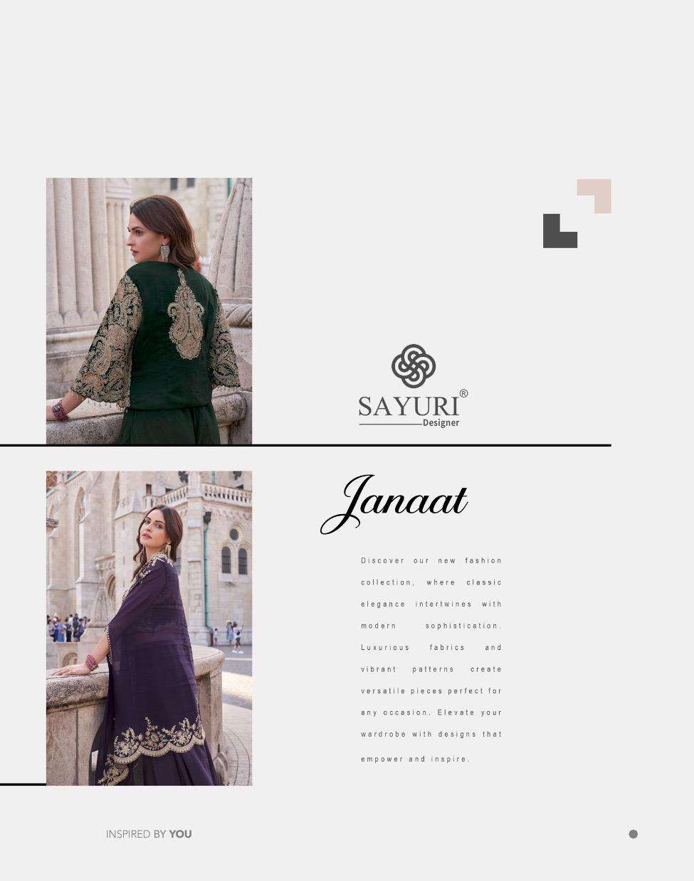 JANNAT BY SAYURI DESIGNER REAL PREMIUM SILK HEAVY EMBROIDERY PARTY WEAR CROP TOP PLAZZO WITH DUPATTA 