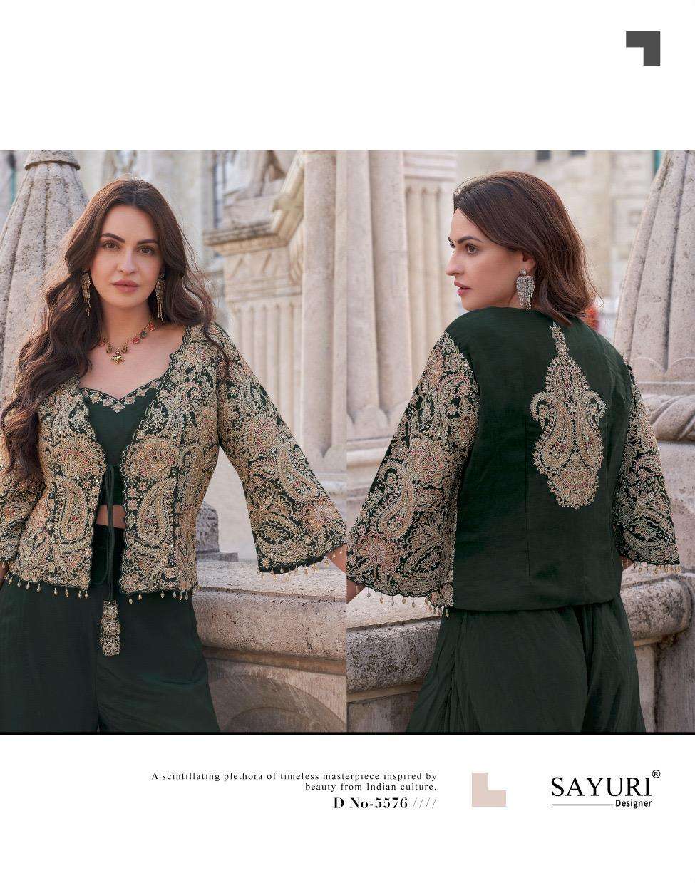 JANNAT BY SAYURI DESIGNER REAL PREMIUM SILK HEAVY EMBROIDERY PARTY WEAR CROP TOP PLAZZO WITH DUPATTA 