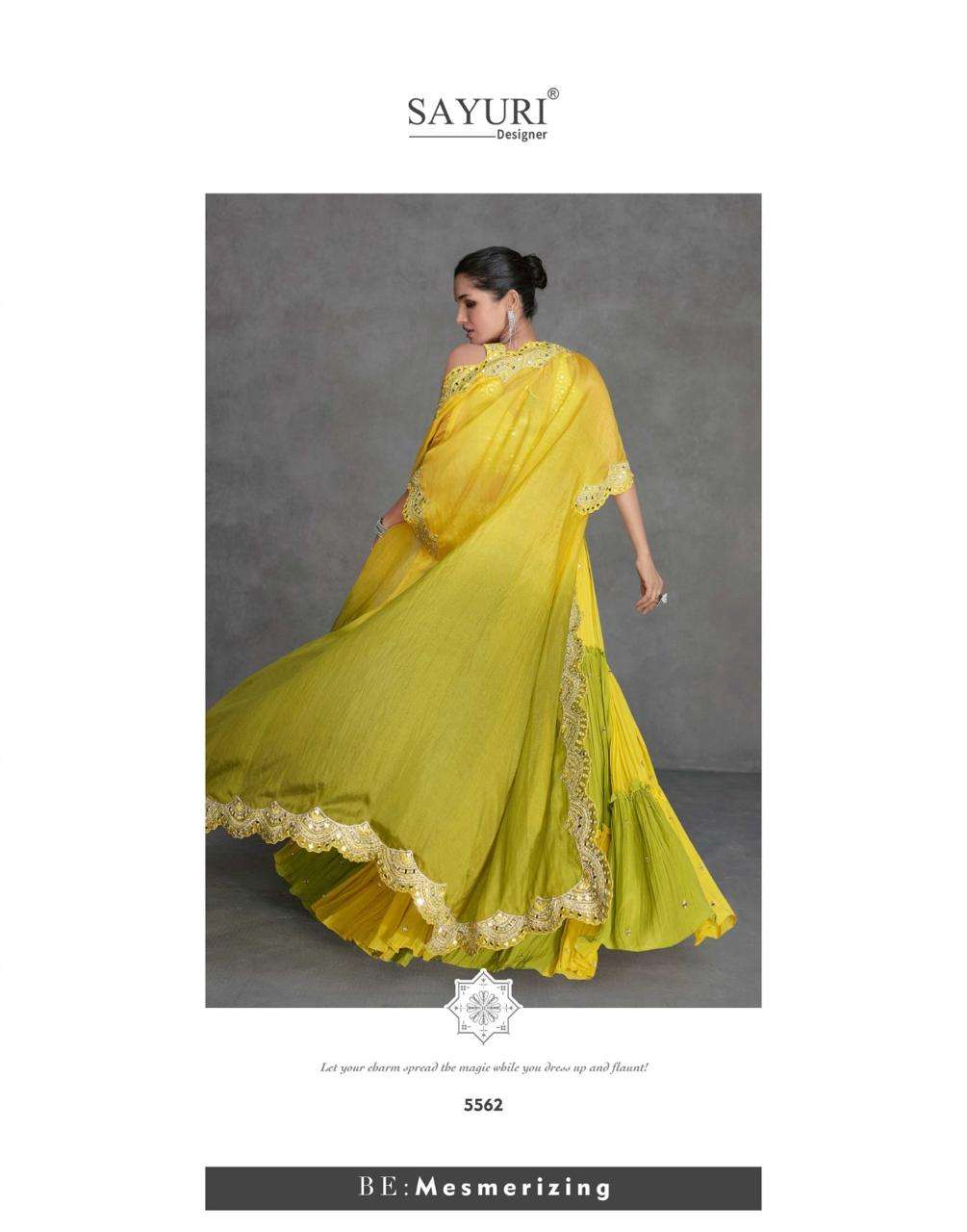 JUGNI BY SAYURI DESIGNER REAL ORGANZA SILK DESIGNER CROP TOP PLAZO WITH SHRUG 