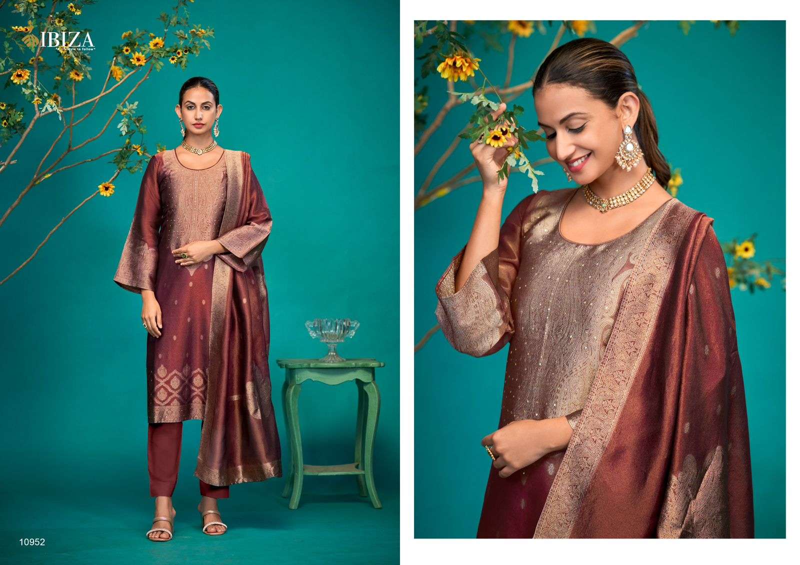 KAIRA BY IBIZA PURE BANGLORY SIMMAR SILK JACQUARD WITH HANDWORK SALWAR SUITS 