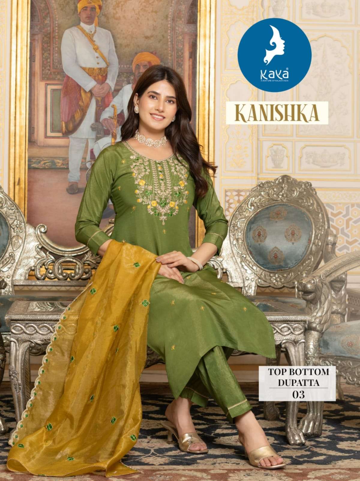 KANISHKA BY KAYA KURTI TISSUE SHIMMER FABRIC 3 PIECE KURTI PANT WITH DUPATTA 