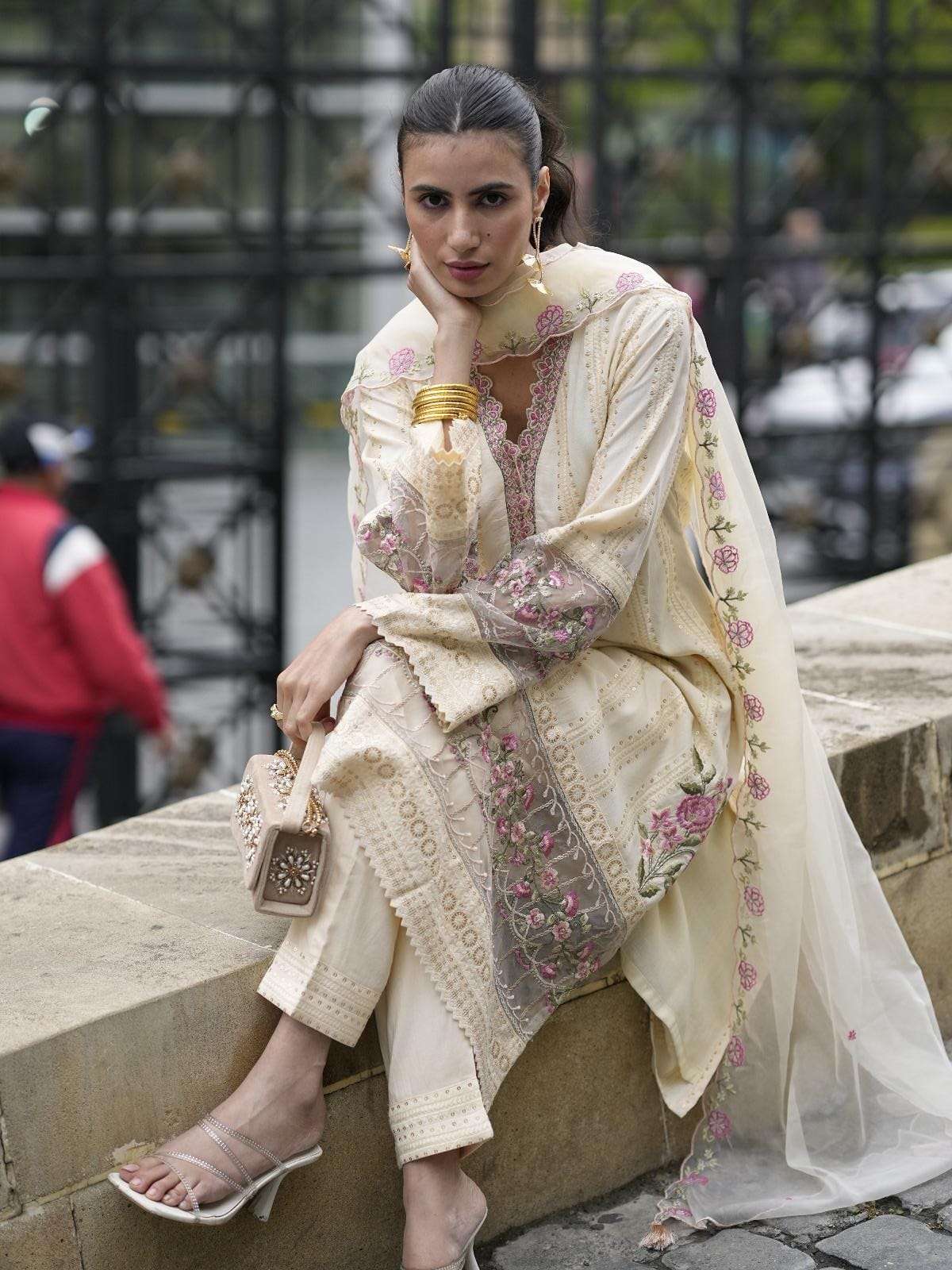 KASTURI SCHIFFLI STRAIGHT CUT KURTI PANT WITH DUPATTA BY AMARA FASHION 